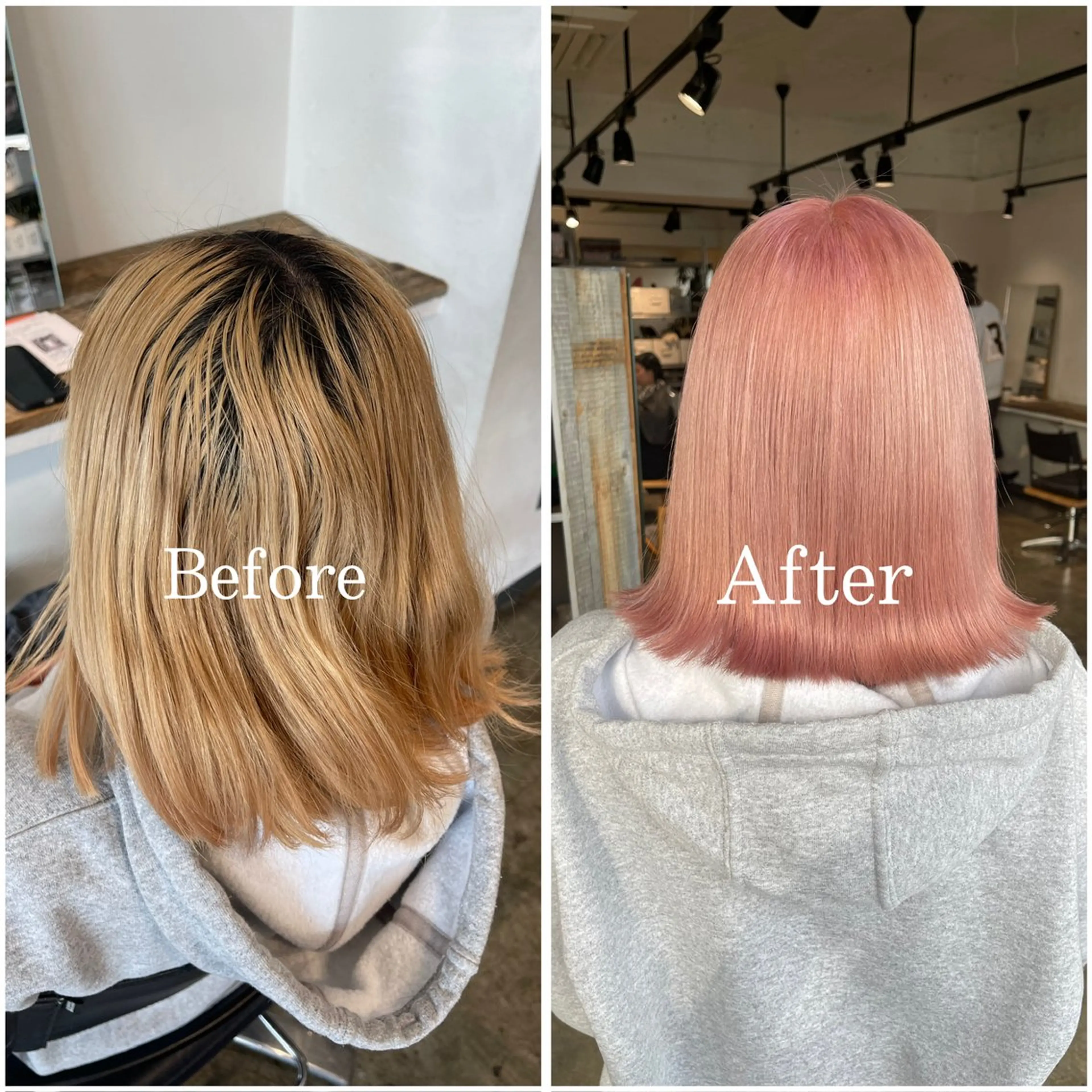 ミディアム カラー ブリーチ デザインカラー 似合わせカット 縮毛矯正 ヘアカラー ムラ修正/ ハイトーン💖Riaのヘアスタイル