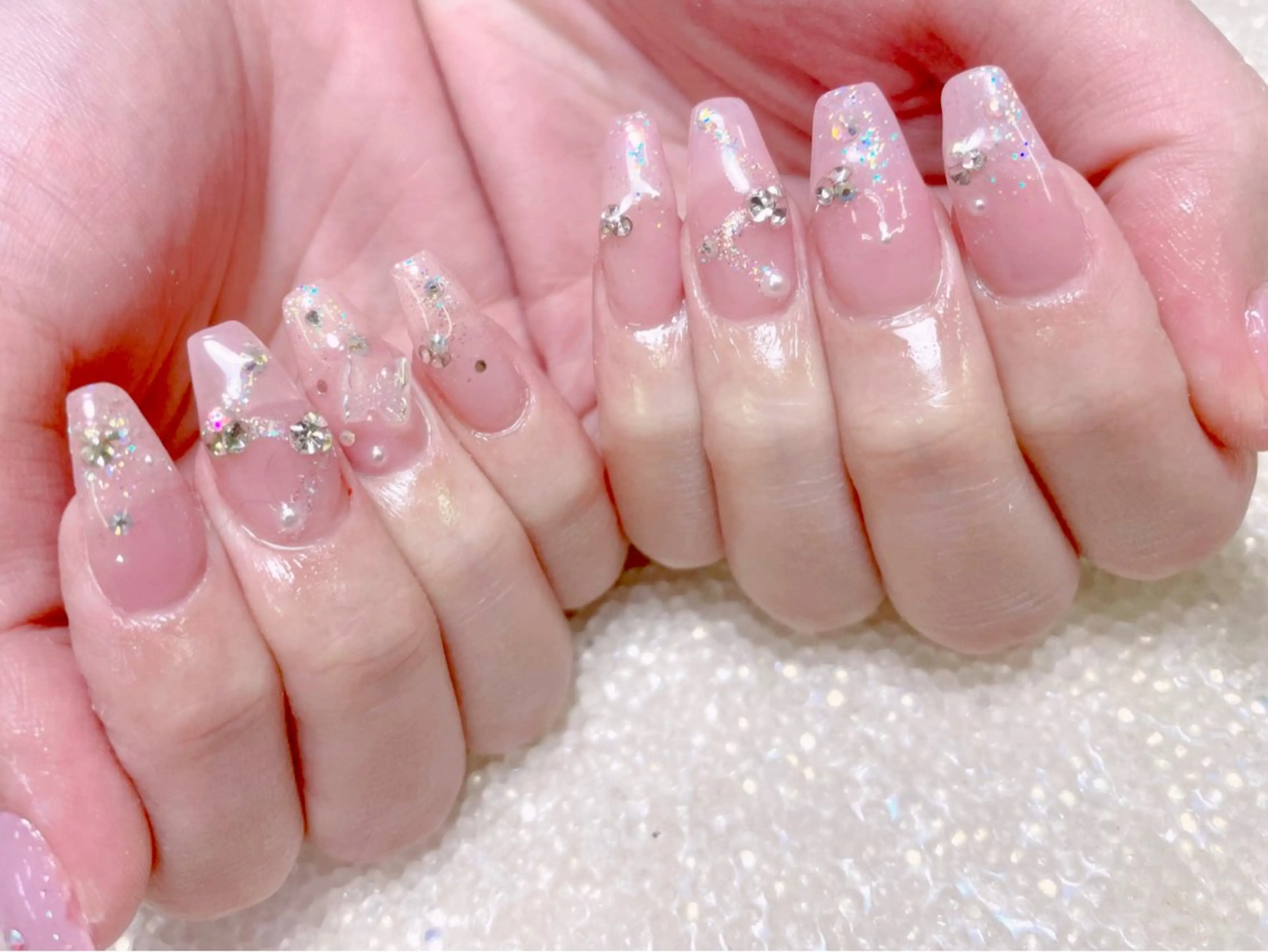 ネイル キラキラネイル ワンホンネイル ハンドネイル ゆりか ジョアアンジェ福島のネイルデザイン