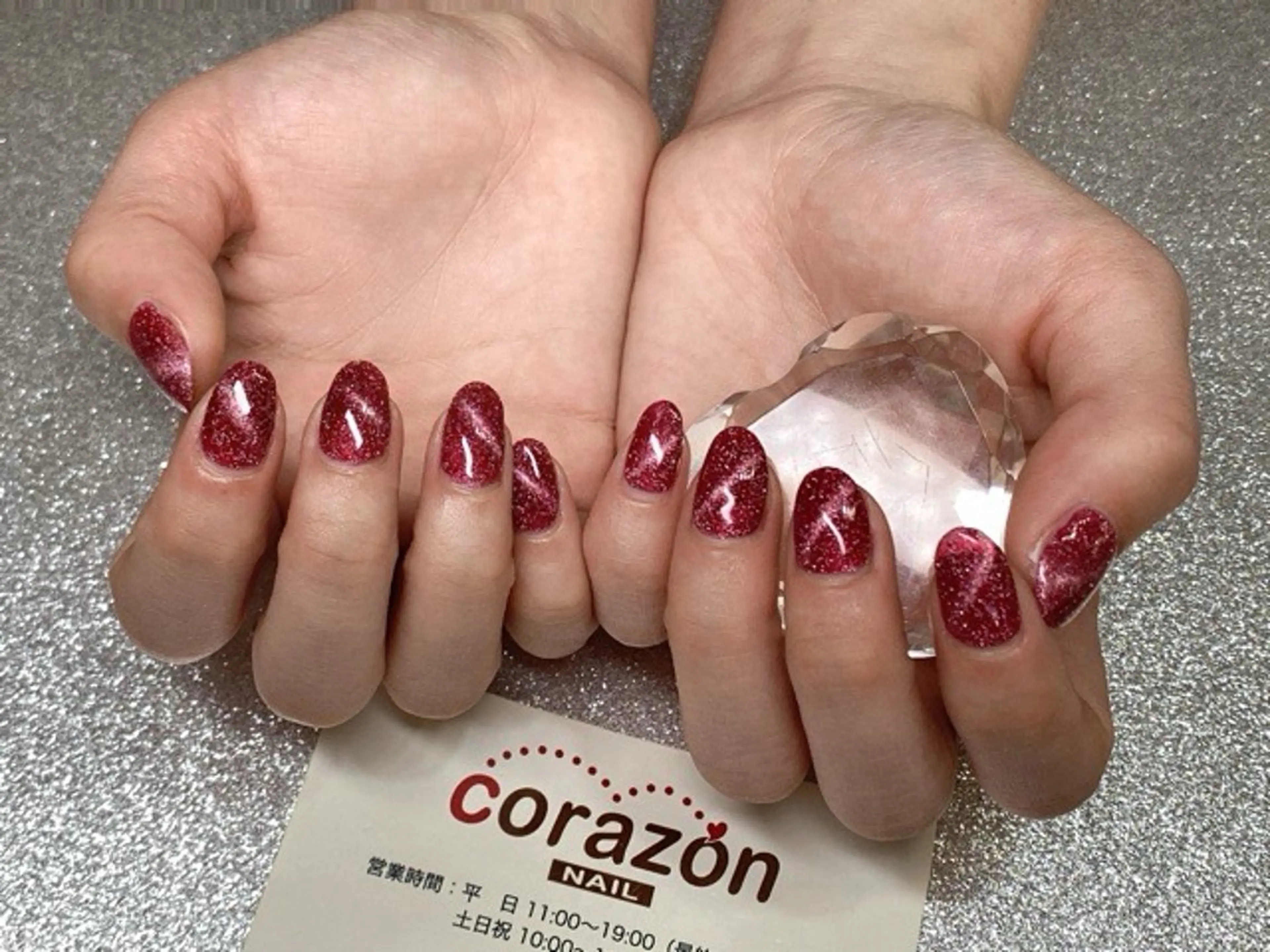 ネイル ラメ(グリッター) マグネットネイル ワンカラーネイル ピンク ハンドネイル corazon所属・ネイリスト aicoのネイルデザイン