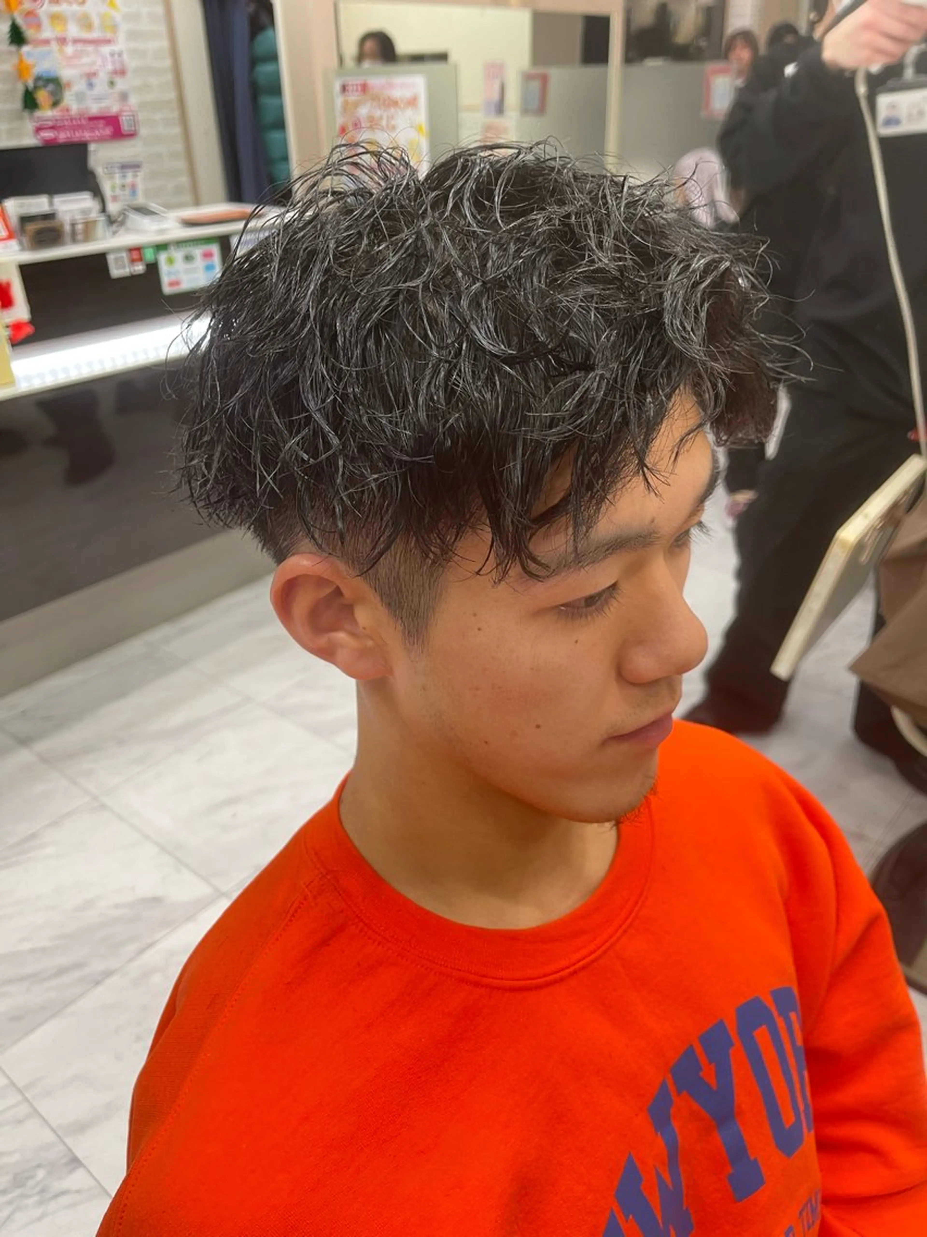 ショート パーマ メンズ アップバング カット パーマ トリートメント 🌻メンズカット 落合諒🌻のヘアスタイル