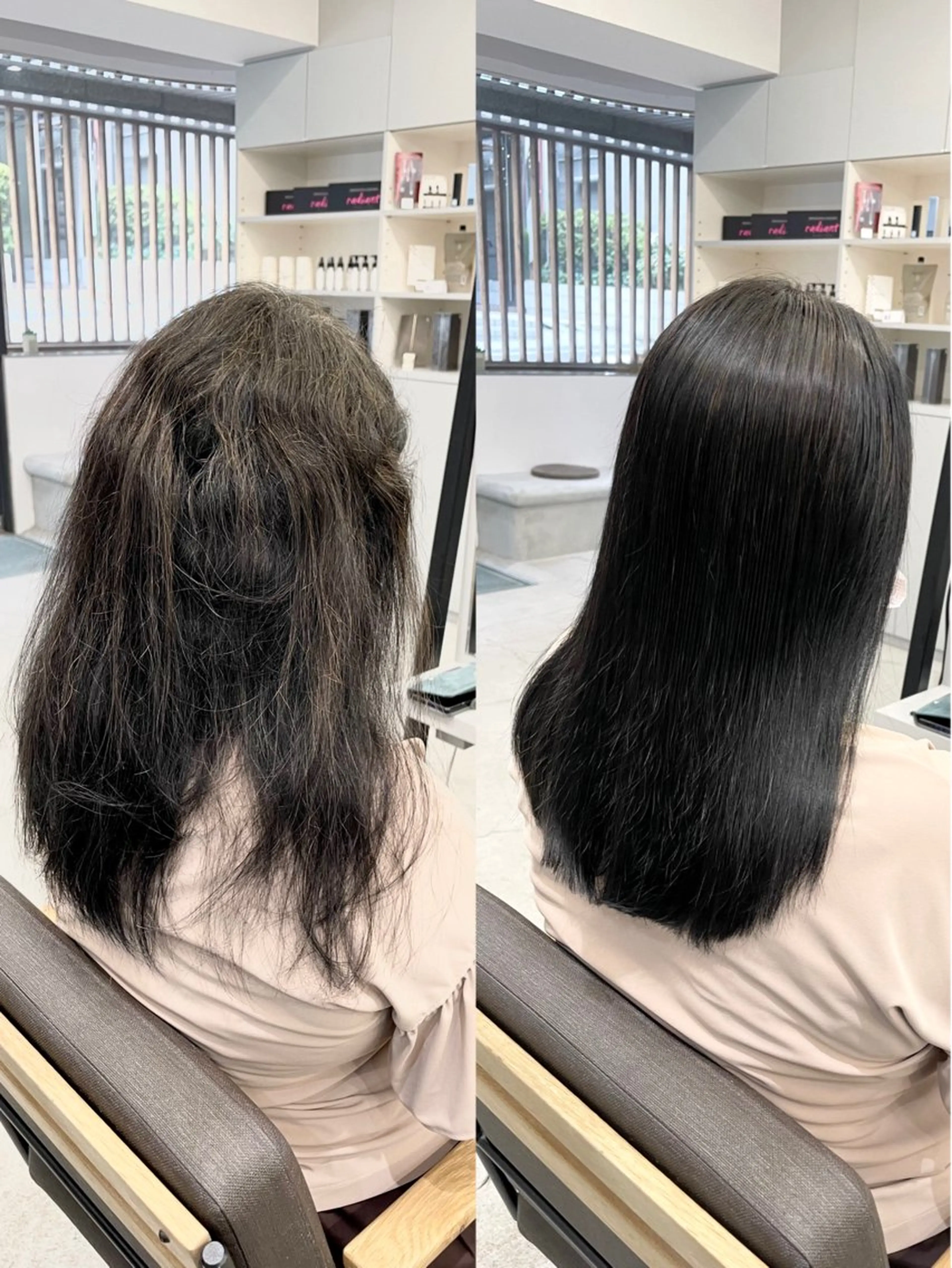 セミロング カラー パーマ セミロングパーマ 髪質改善 縮毛矯正 ストレートパーマ カット ヘアカラー 縮毛矯正 トリートメント 美髪への最善策を貴方 へ✨凄い艶髪✨萩原のヘアスタイル