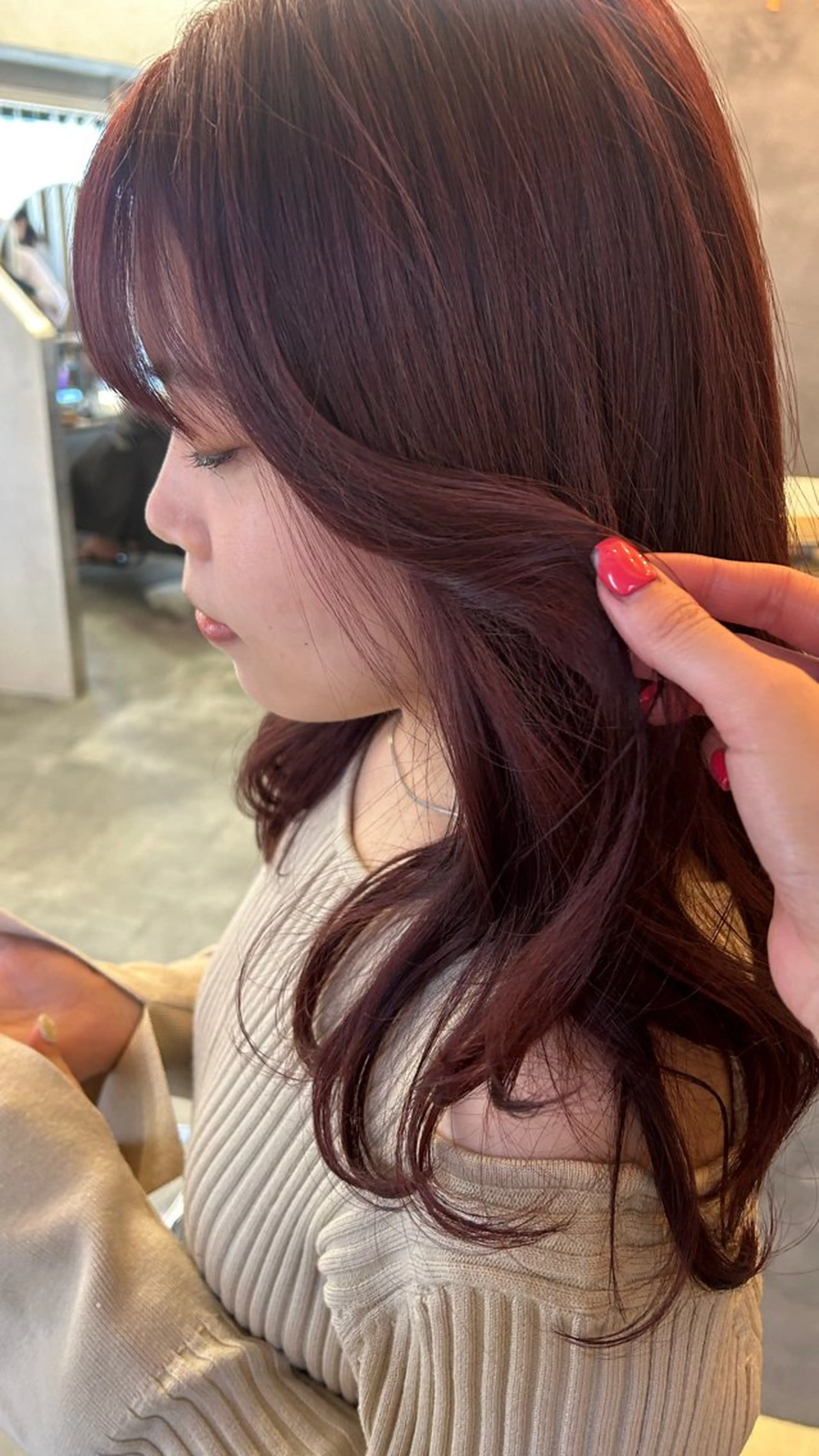 ロング カラー ヘアカラー トリートメント IBUKI /THREE...のヘアスタイル