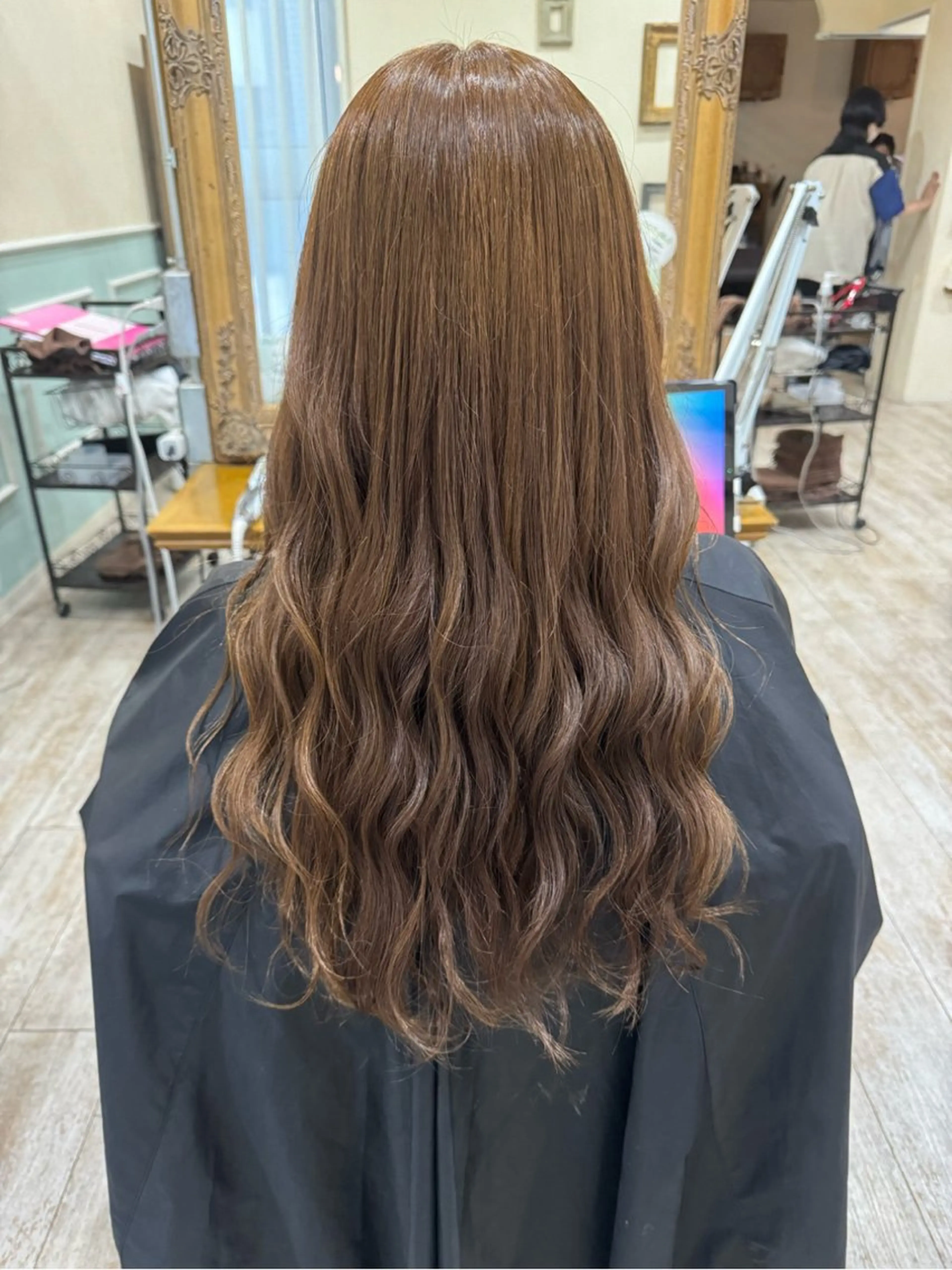 ロング カラー ヘアアレンジ ブリーチ ブリーチなしカラー 新越谷ゆこ カラーモデルのヘアスタイル