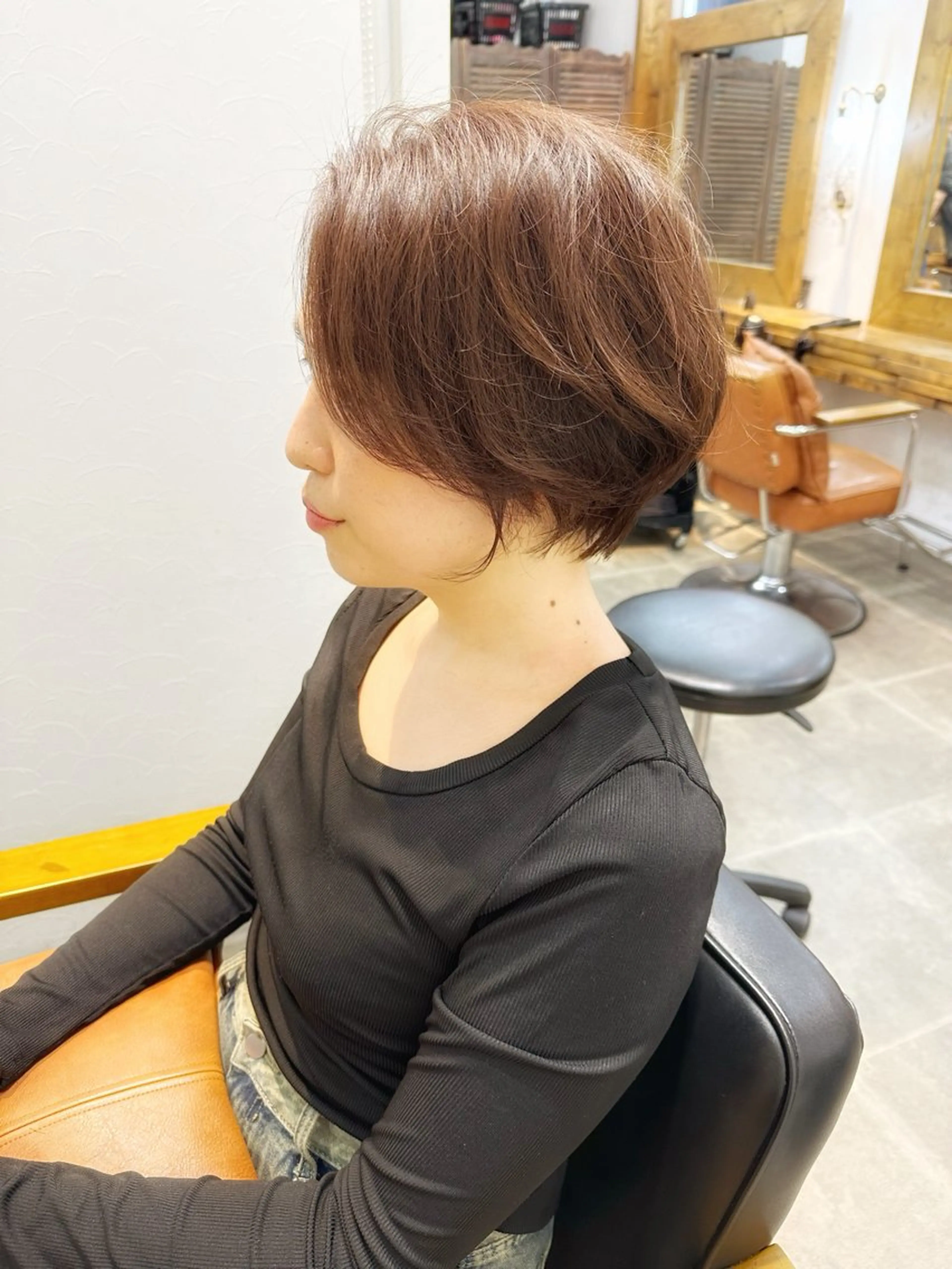 ショート カラー ショートボブ ハンサムショート ボブ くせ毛 ショートヘア カット ヘアカラー トリートメント newline銀座所属・銀座ショート/ 大人ショート/金子涼のヘアスタイル