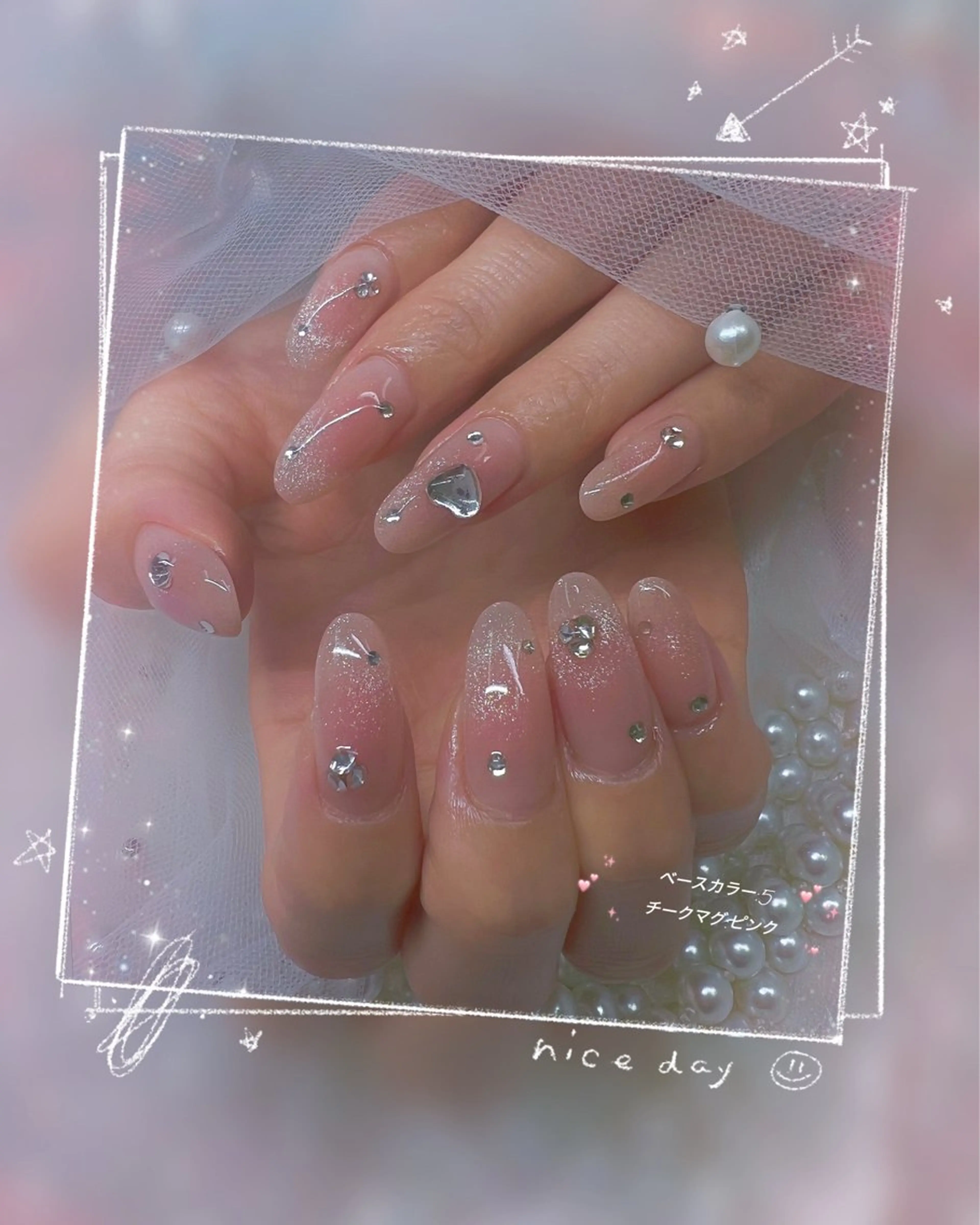 ネイル チークネイル フレンチネイル ガーリー グラデーション マグネットネイル ハンドネイル ハンドケア Chill Nailsalonのネイルデザイン
