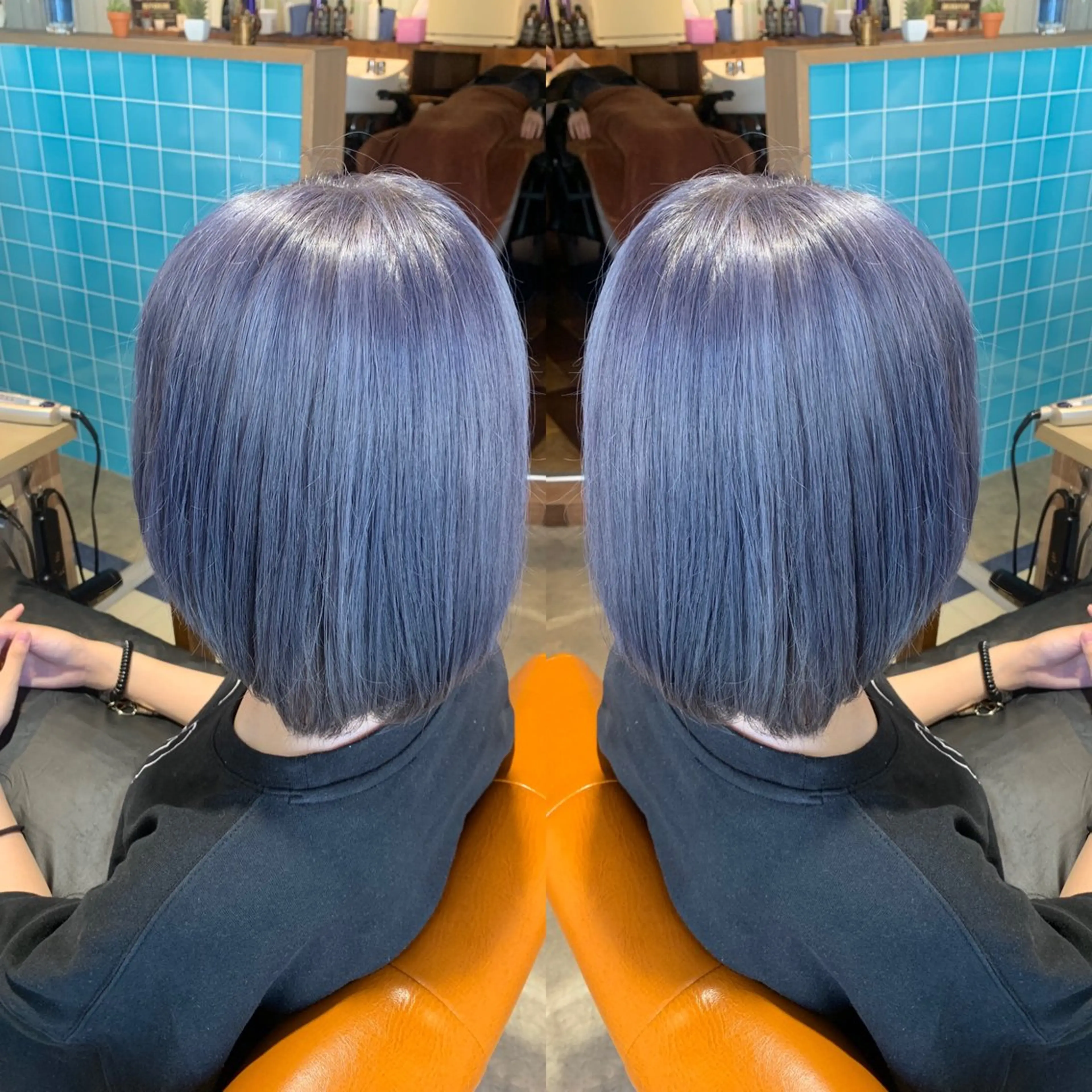 ショート カラー ブルーカラー ブルーグレー ブルーグレージュ グレージュ 韓国🇰🇷 ✂︎hair 内田愛のヘアスタイル