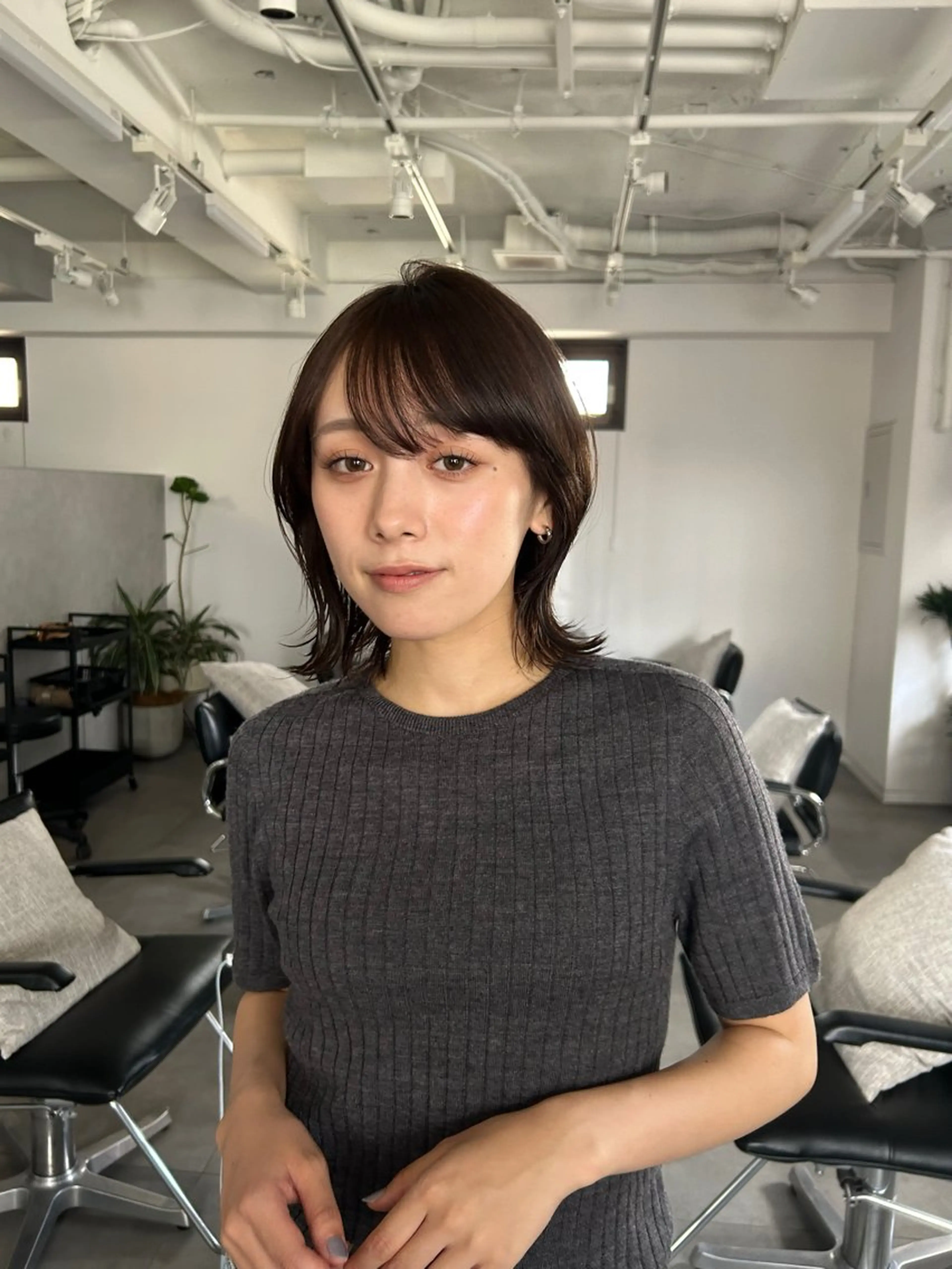 ミディアム ボブ くびれヘア カット ヘアカラー トリートメント 結べるくびれボブ/透 明感カラーtaigaのヘアスタイル