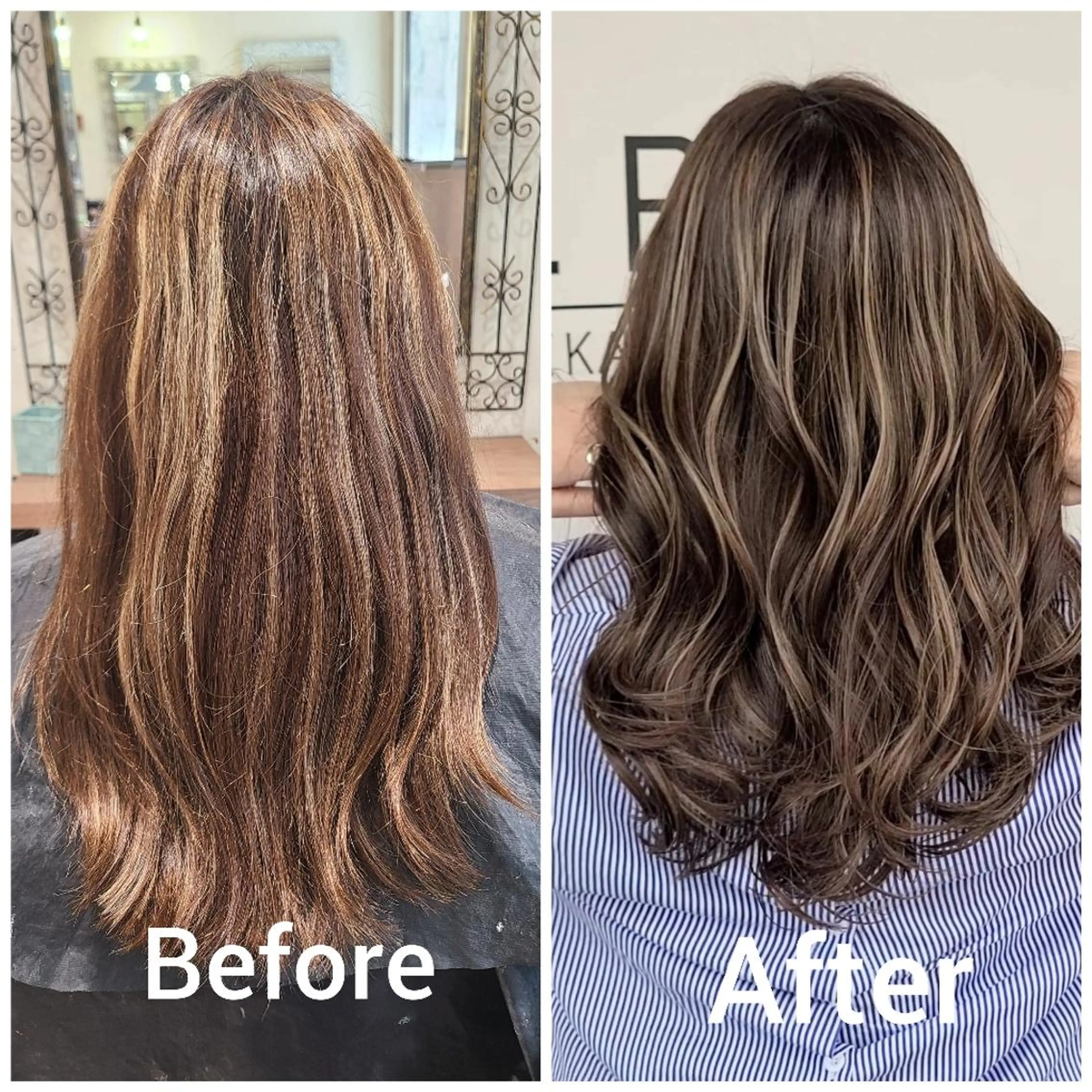 セミロング カラー アッシュ アッシュグレー バレイヤージュ ベージュカラー ブリーチ ヘアカラー cherie所属・大内 格のヘアスタイル