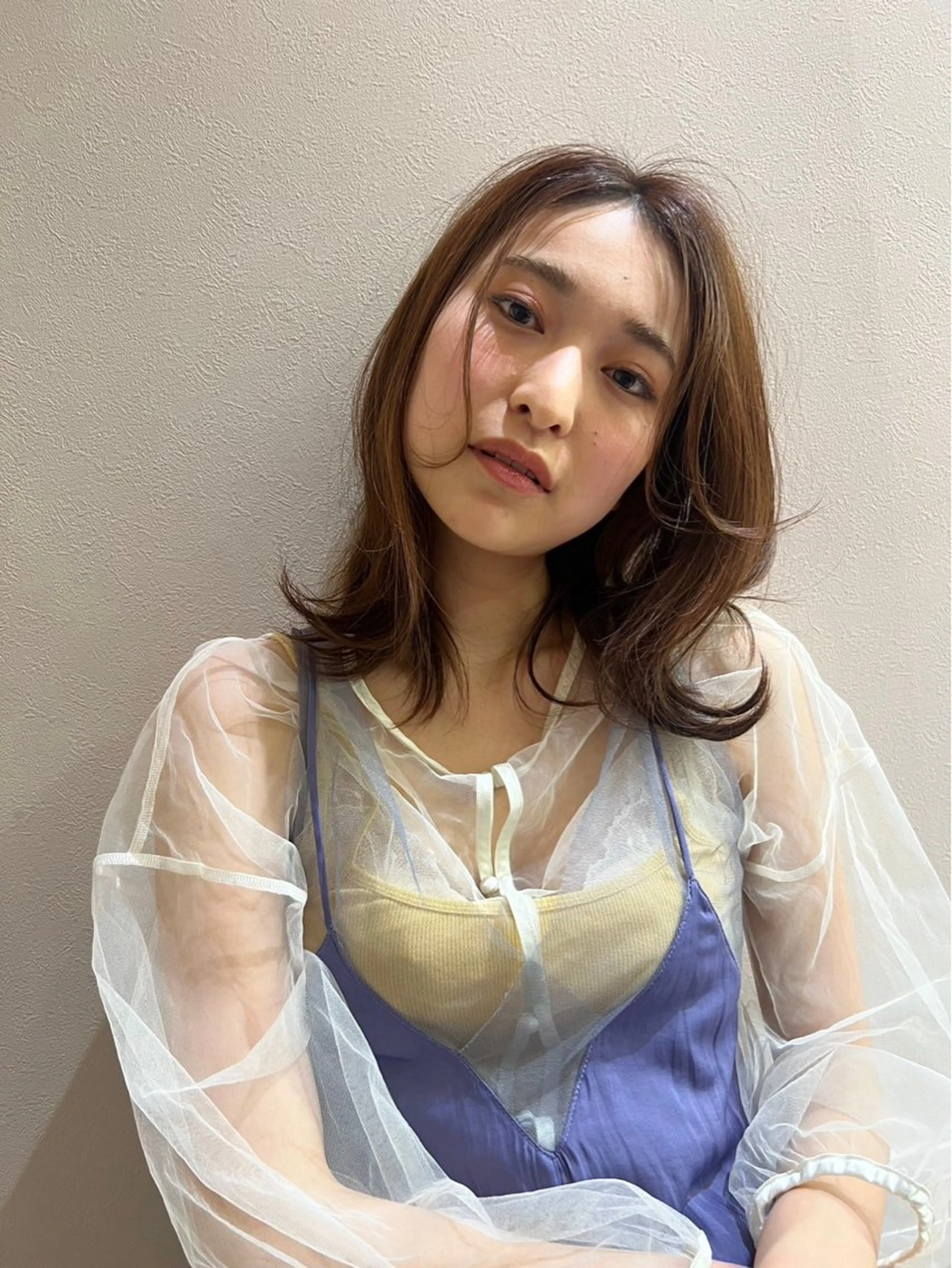 セミロング 横浜/艶髪/アレンジ FACE。ゆのんのヘアスタイル