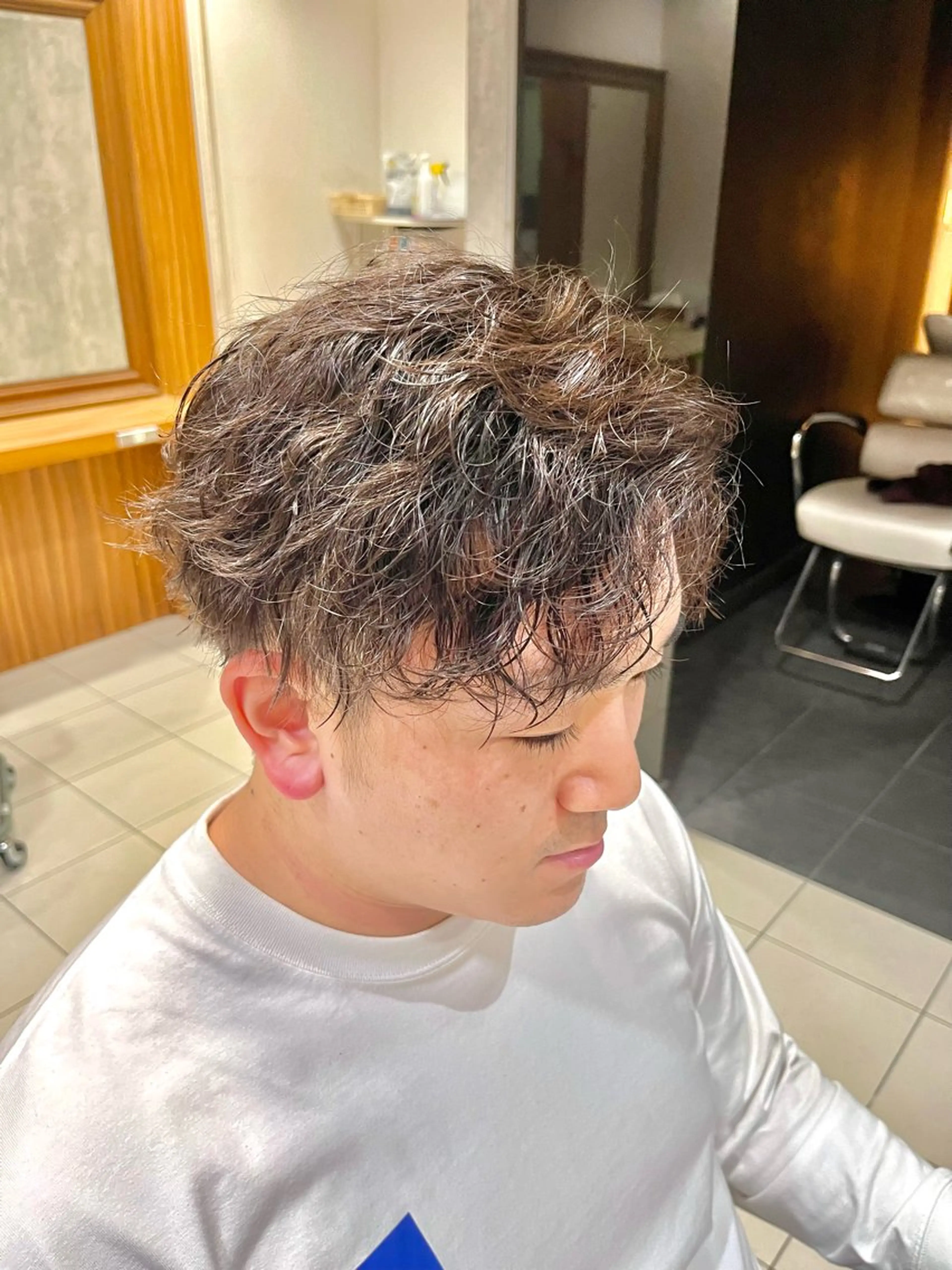 ミディアム パーマ メンズ カット パーマ パーマ特化美容師 🔥Shinoのヘアスタイル