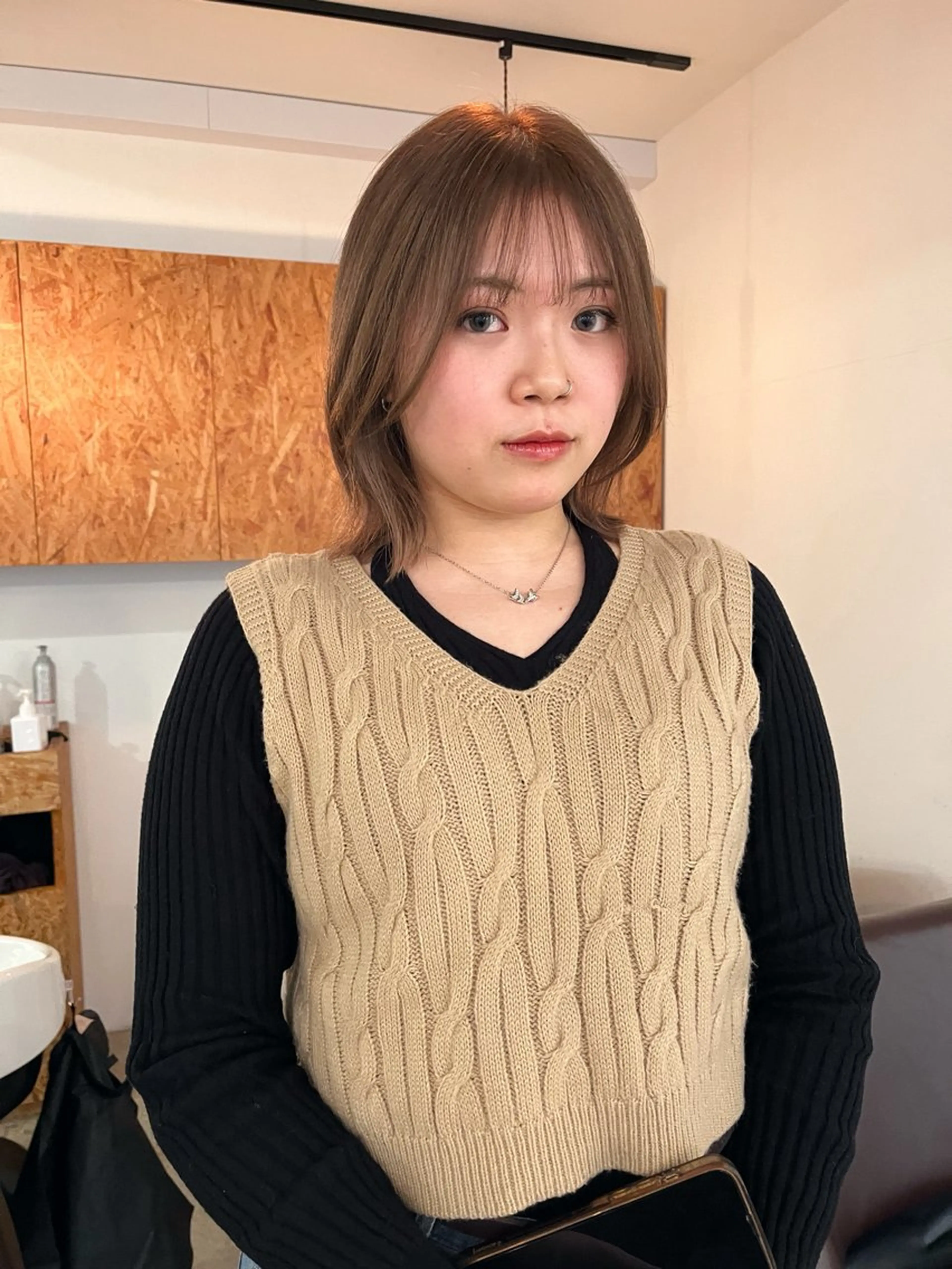 ミディアム カラー 暖色/パーマ 🌼クニトウメイのヘアスタイル