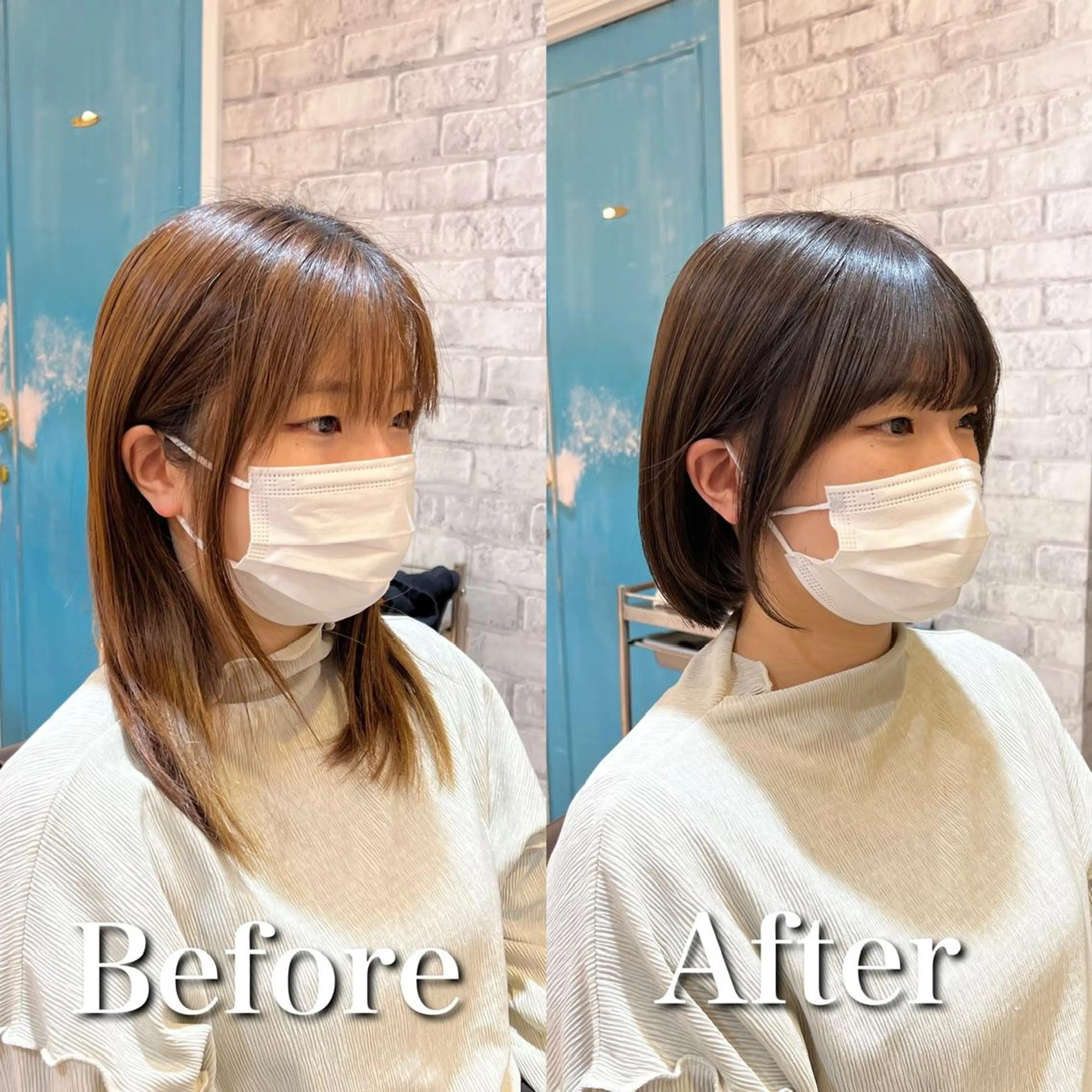 ショート カラー パーマ モテ前髪 タゴメ シンヤのヘアスタイル