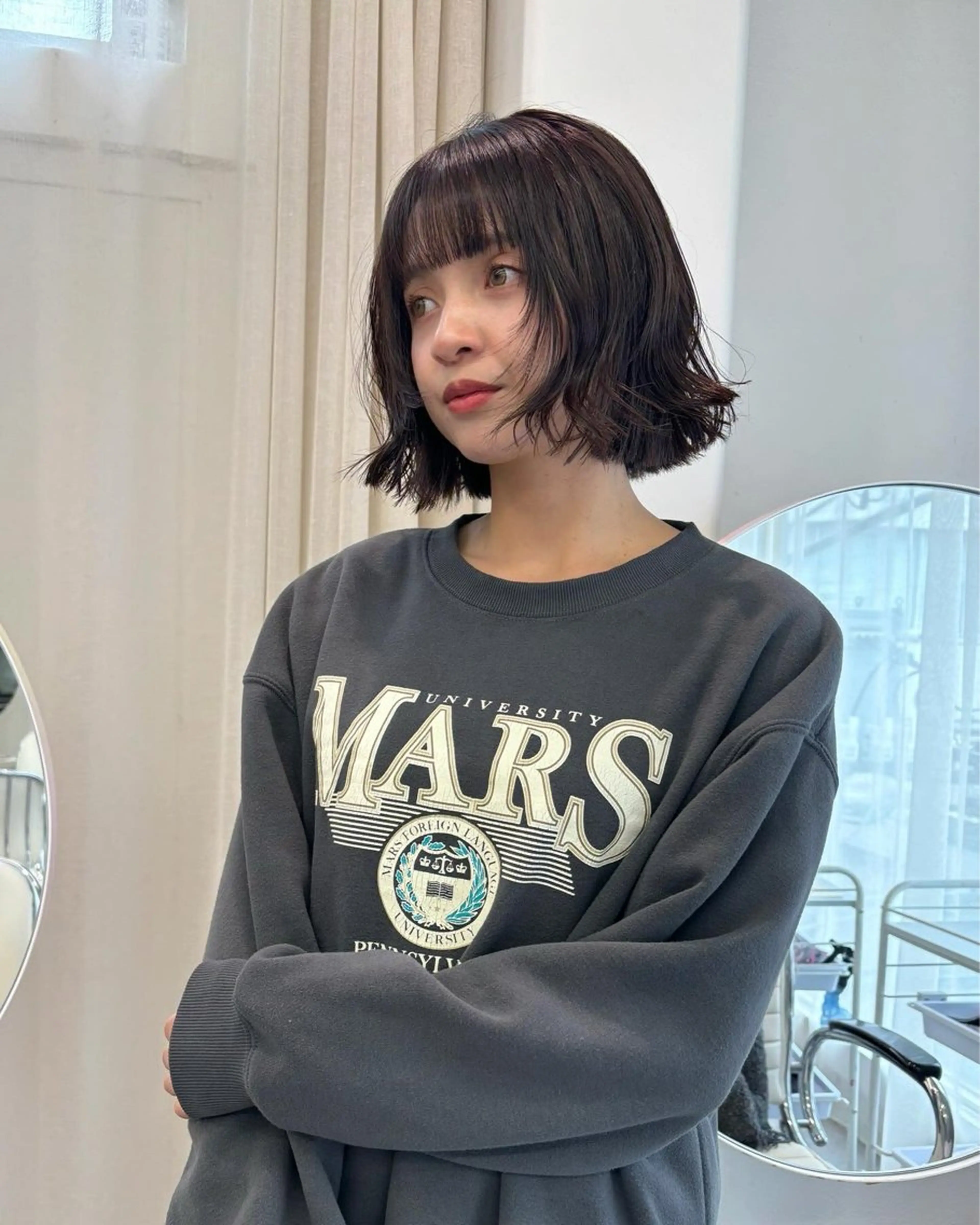 ショート カラー ラベンダーカラー ボブ 顔まわりレイヤー レイヤーカット カット ヘアカラー トリートメント レイヤーカット🎀 kanaのヘアスタイル