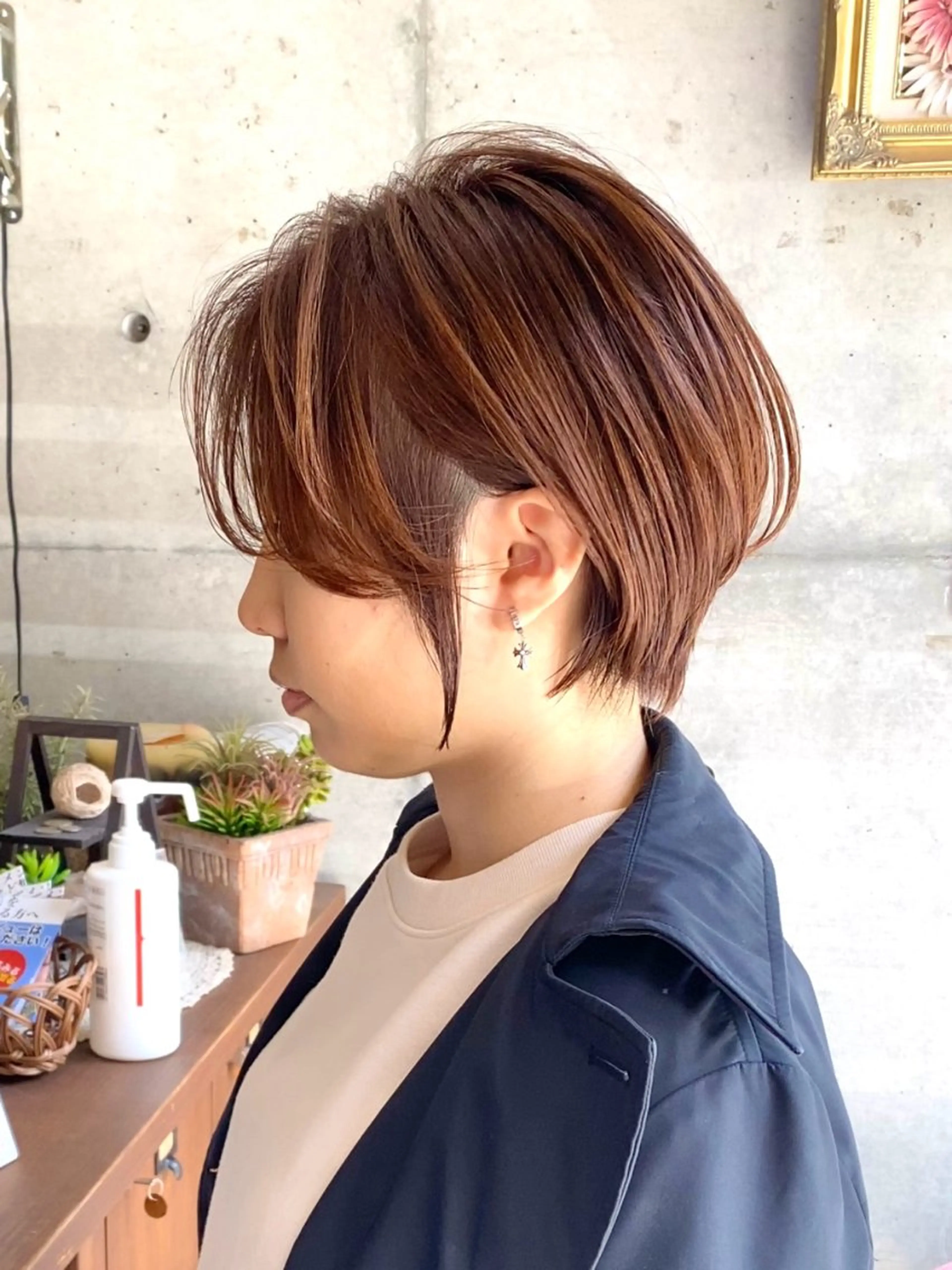 ショート カラー ショートボブ ボブ くびれヘア ショートヘア ショート/ハイライト /白髪ぼかし🌿松本のヘアスタイル