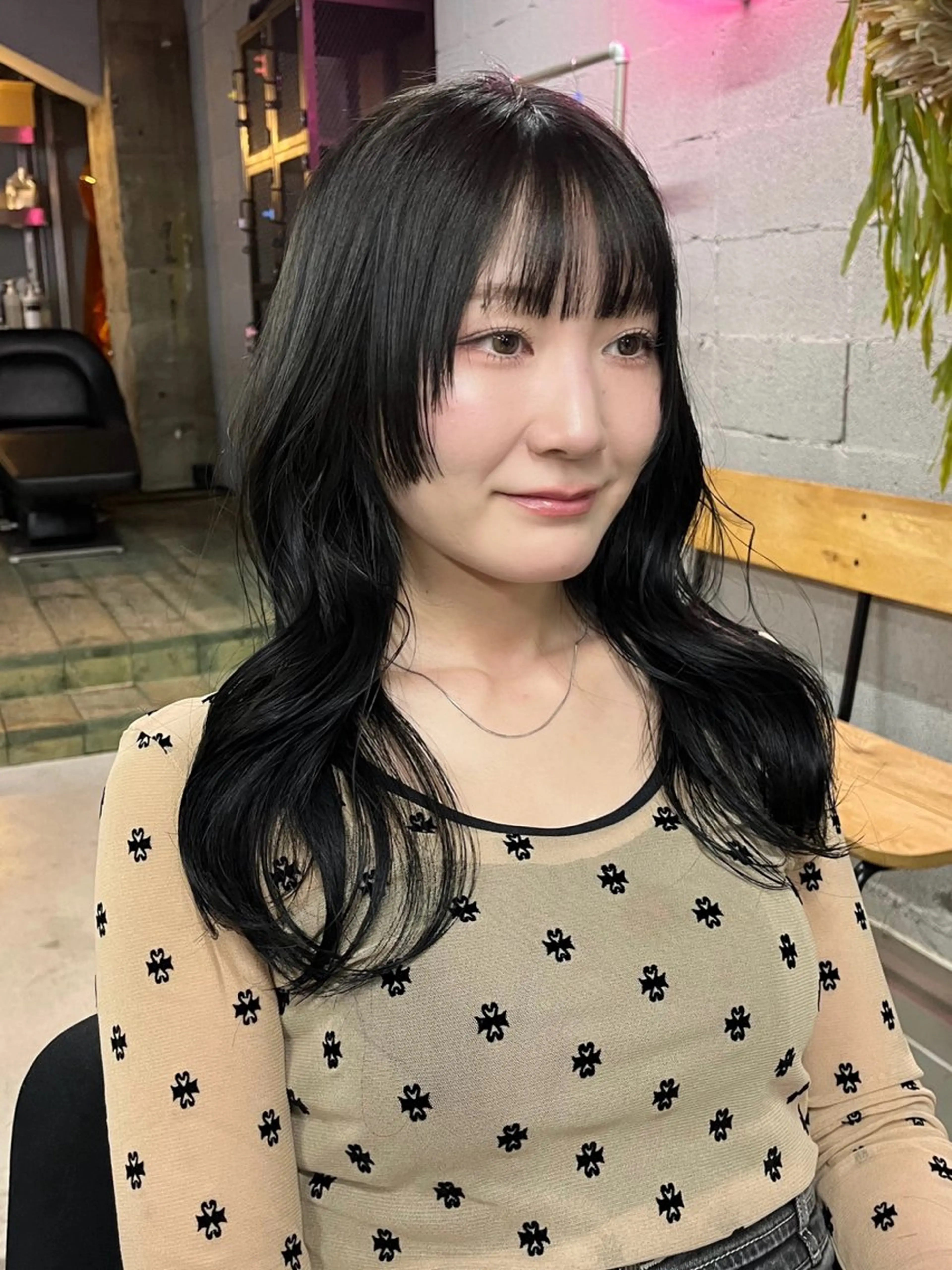 セミロング 姫カット カット ヘアカラー トリートメント col sapporo所属・ui/透明感カラー /顔まわり🩷のヘアスタイル