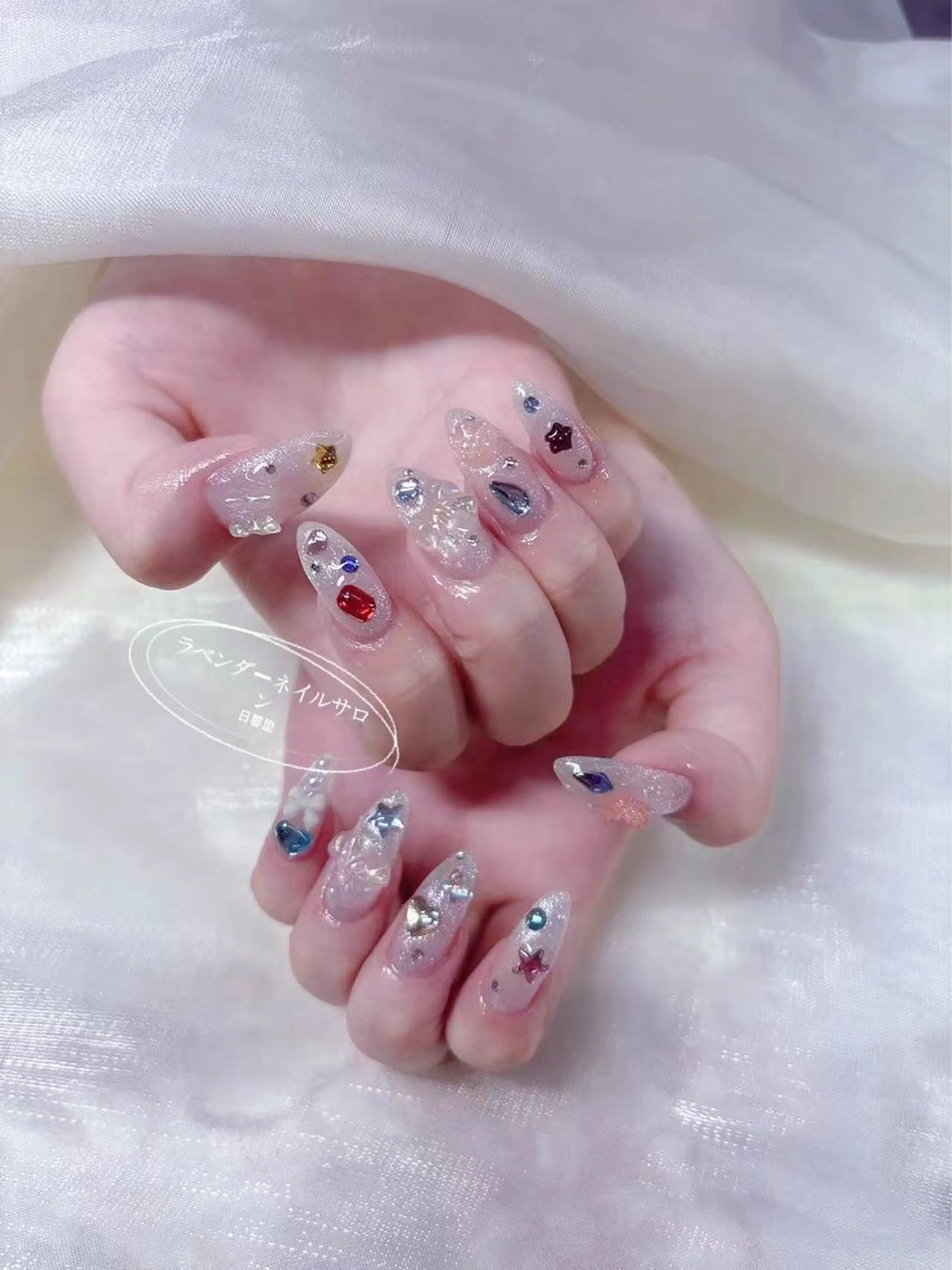 ネイル アートネイル クリアネイル ジェルネイル キラキラネイル 韓国ネイル ラベンダー💖日暮里 ルル💖ネイルのネイルデザイン