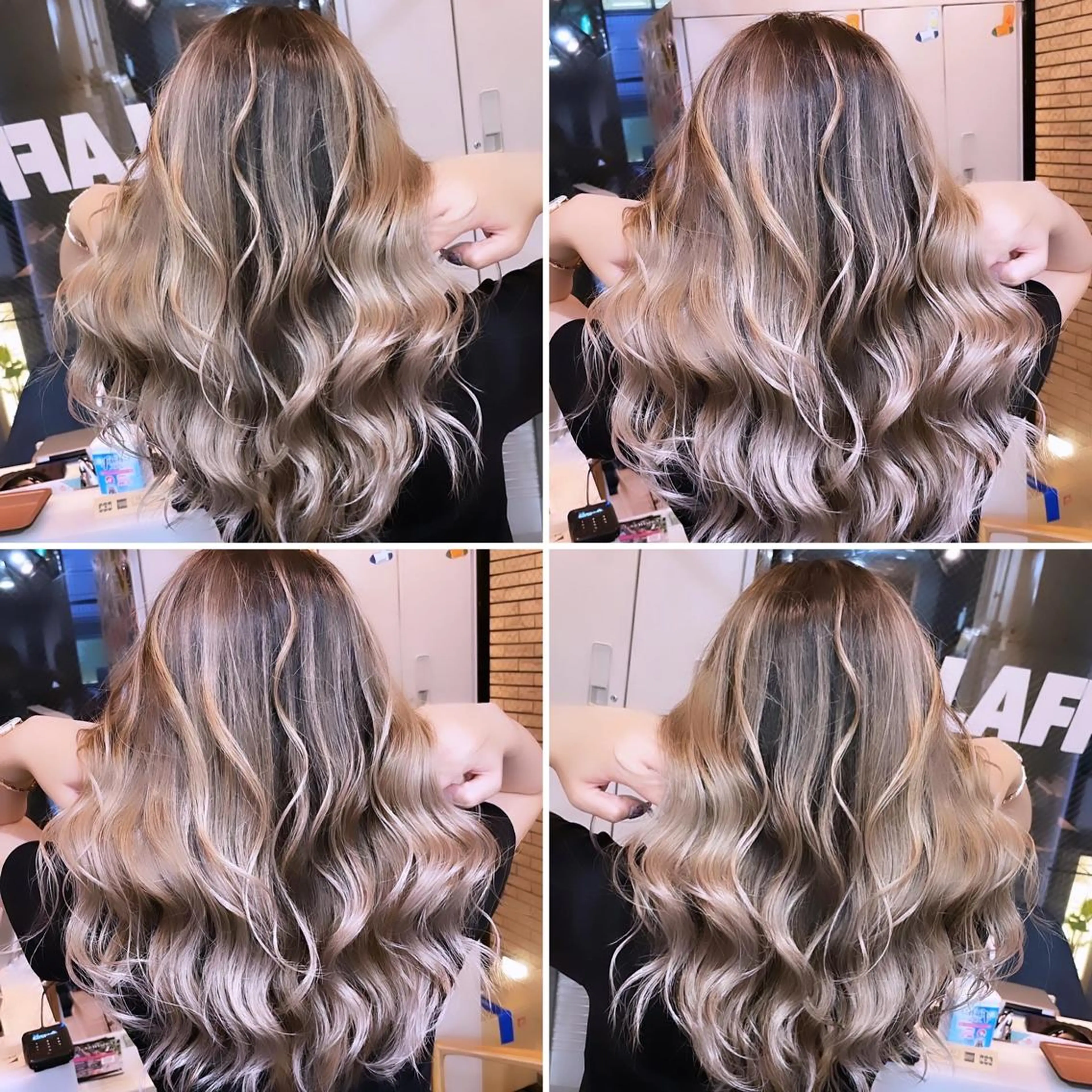 セミロング カラー バレイヤージュ レイヤーカット ヘアカラー トリートメント ヘアセット 難波ブリーチカラー 伊藤洋輝のヘアスタイル
