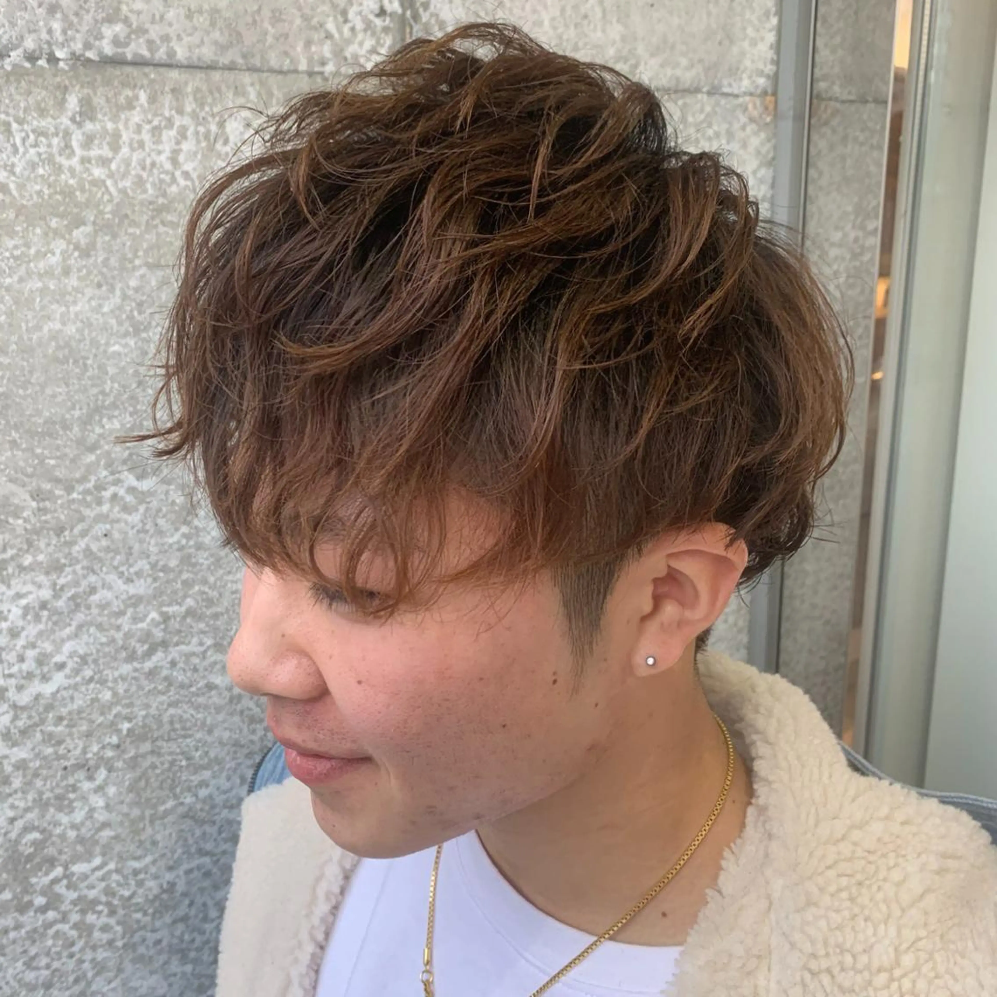 ショート カラー パーマ メンズ メンズパーマフェード シモジタカヒロのヘアスタイル