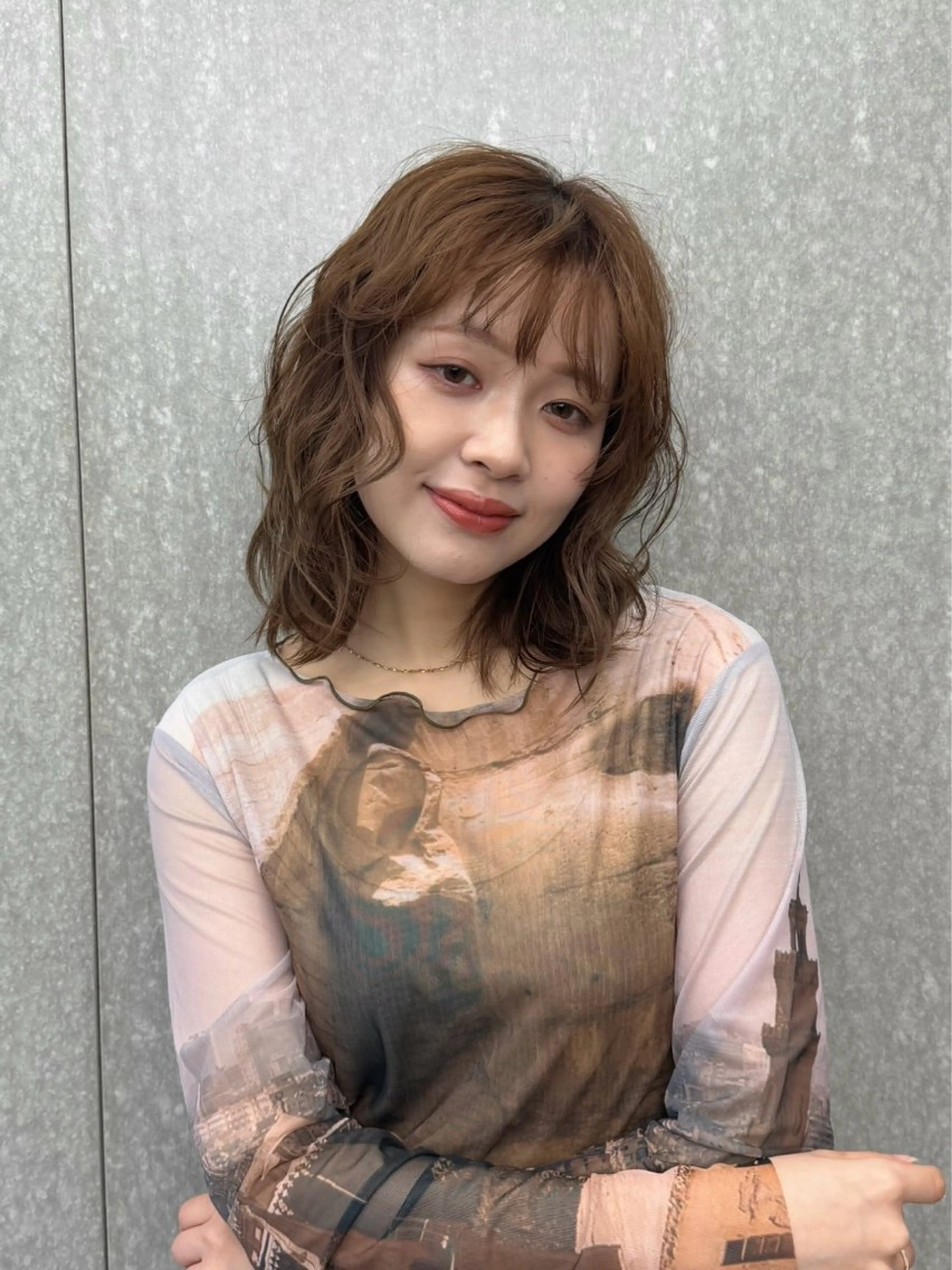 ミディアム ミディアムパーマ ボブ イヌマル カリンのヘアスタイル