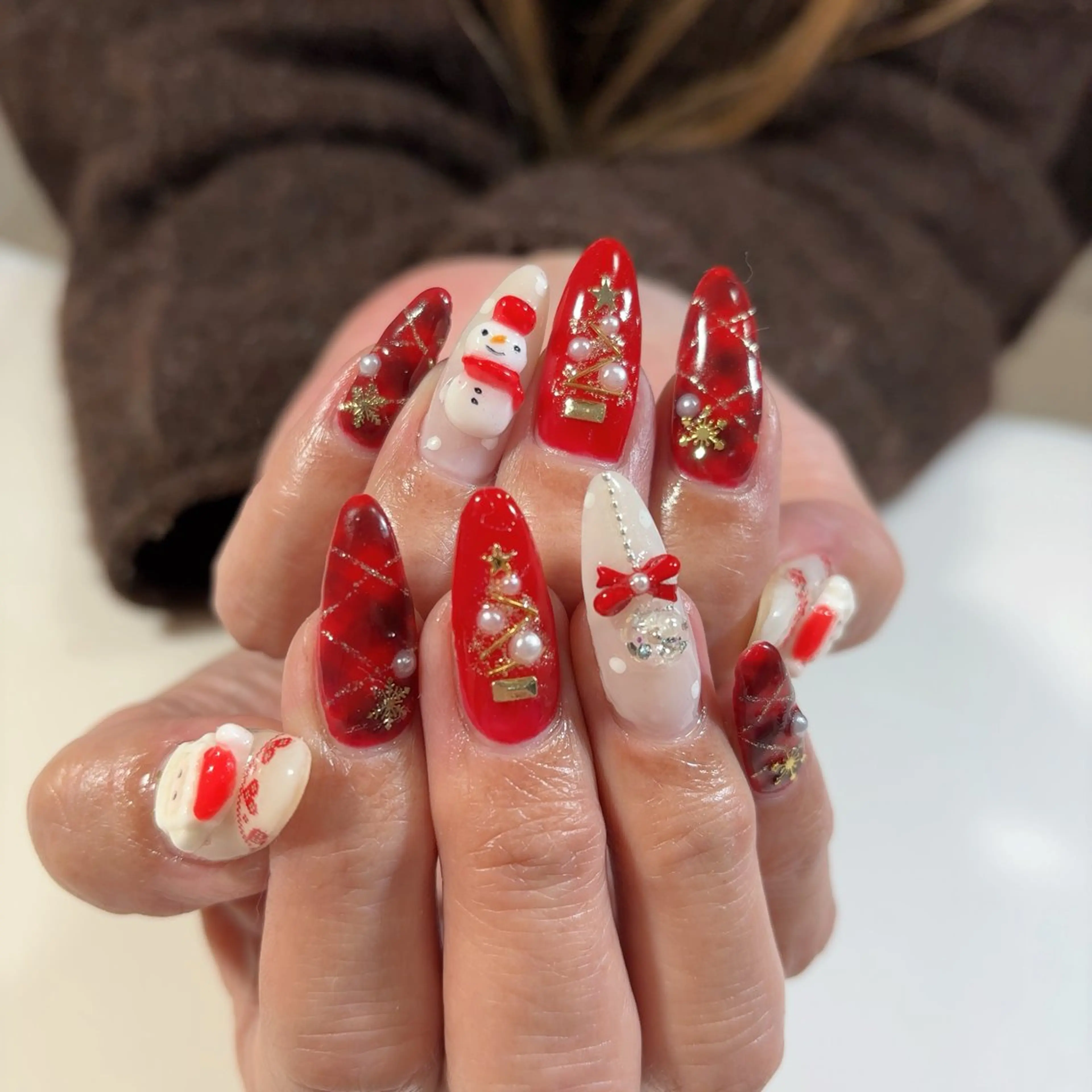 ネイル 冬ネイル クリスマス ハンドネイル * haruのネイルデザイン