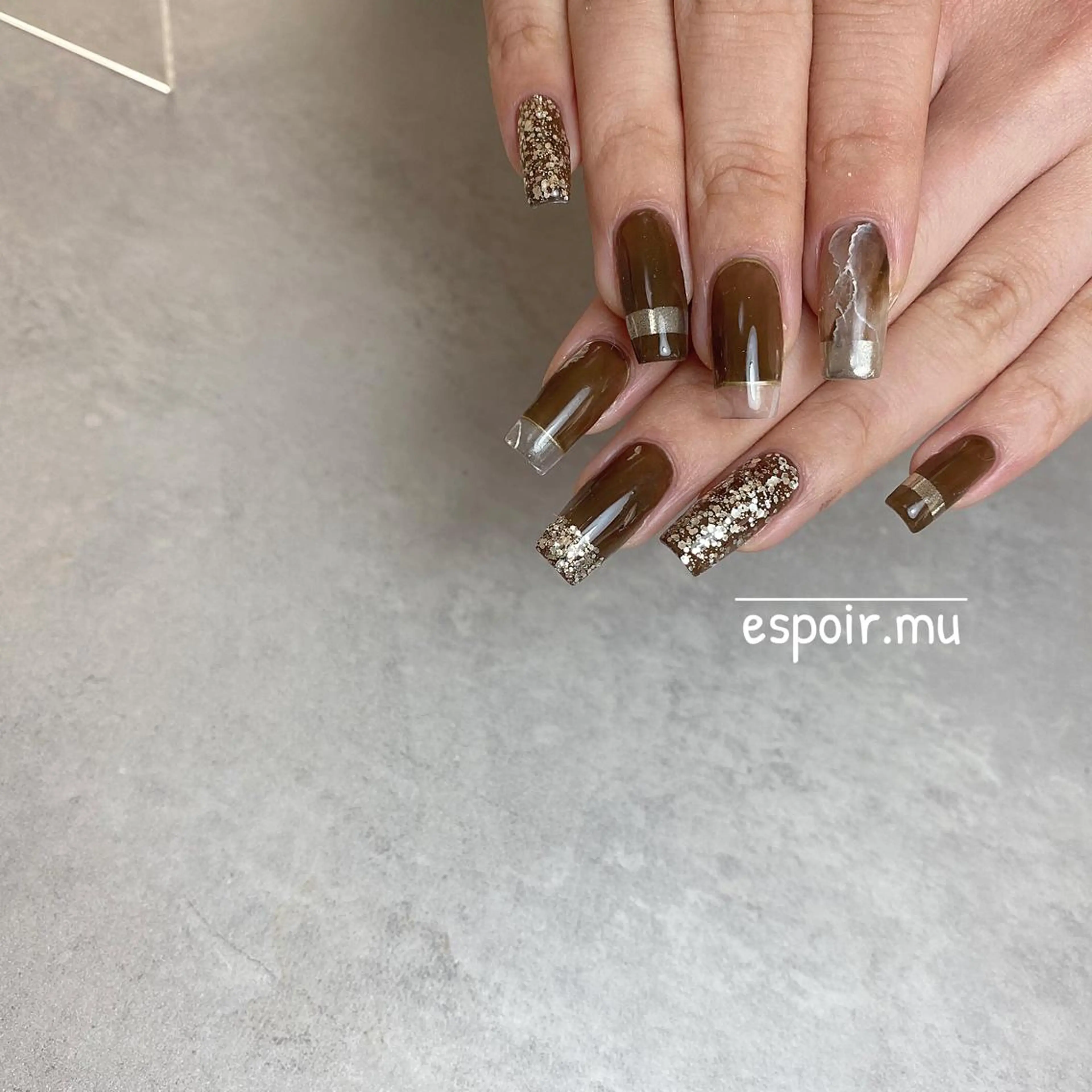 ロング ネイル espoir. muのネイルデザイン