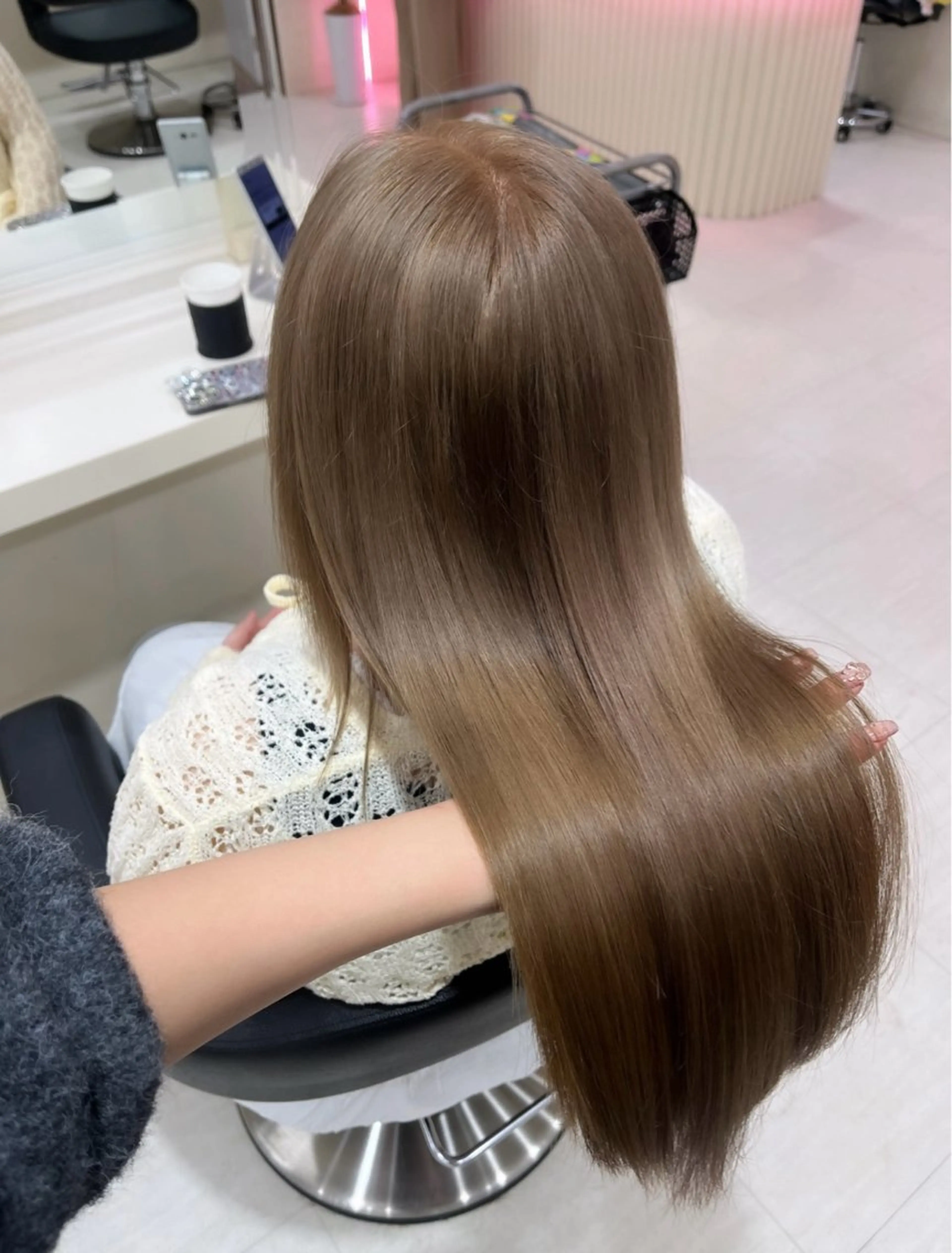 ロング カラー ブリーチ ケアブリーチ 髪質改善 トリートメント ヘアカラー トリートメント 大人上品ベージュ 🎀HARUNAのヘアスタイル