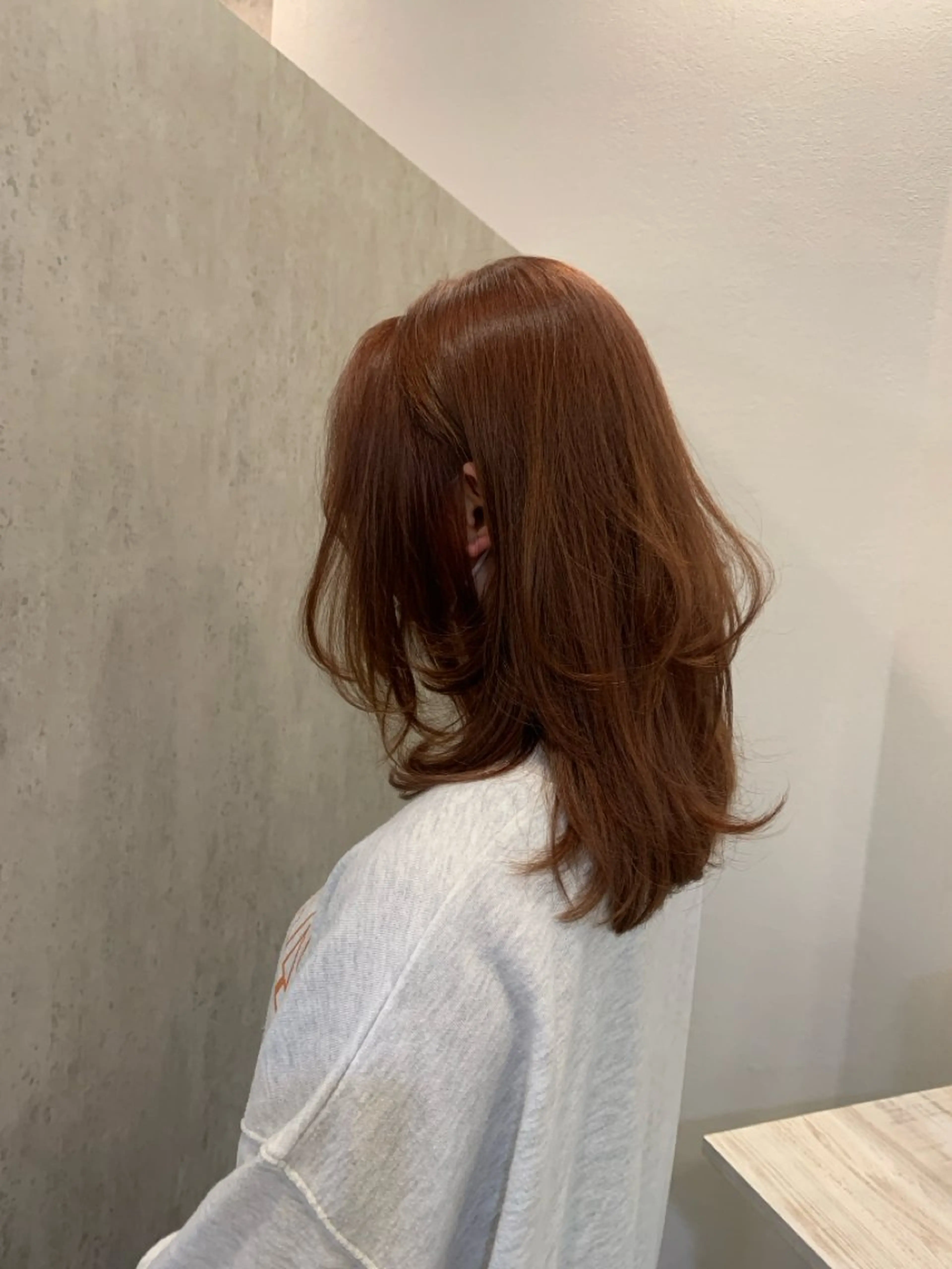 ミディアム カラー レイヤーカット ボブ/ポイントパ ーマ大阪梅田/みなみのヘアスタイル