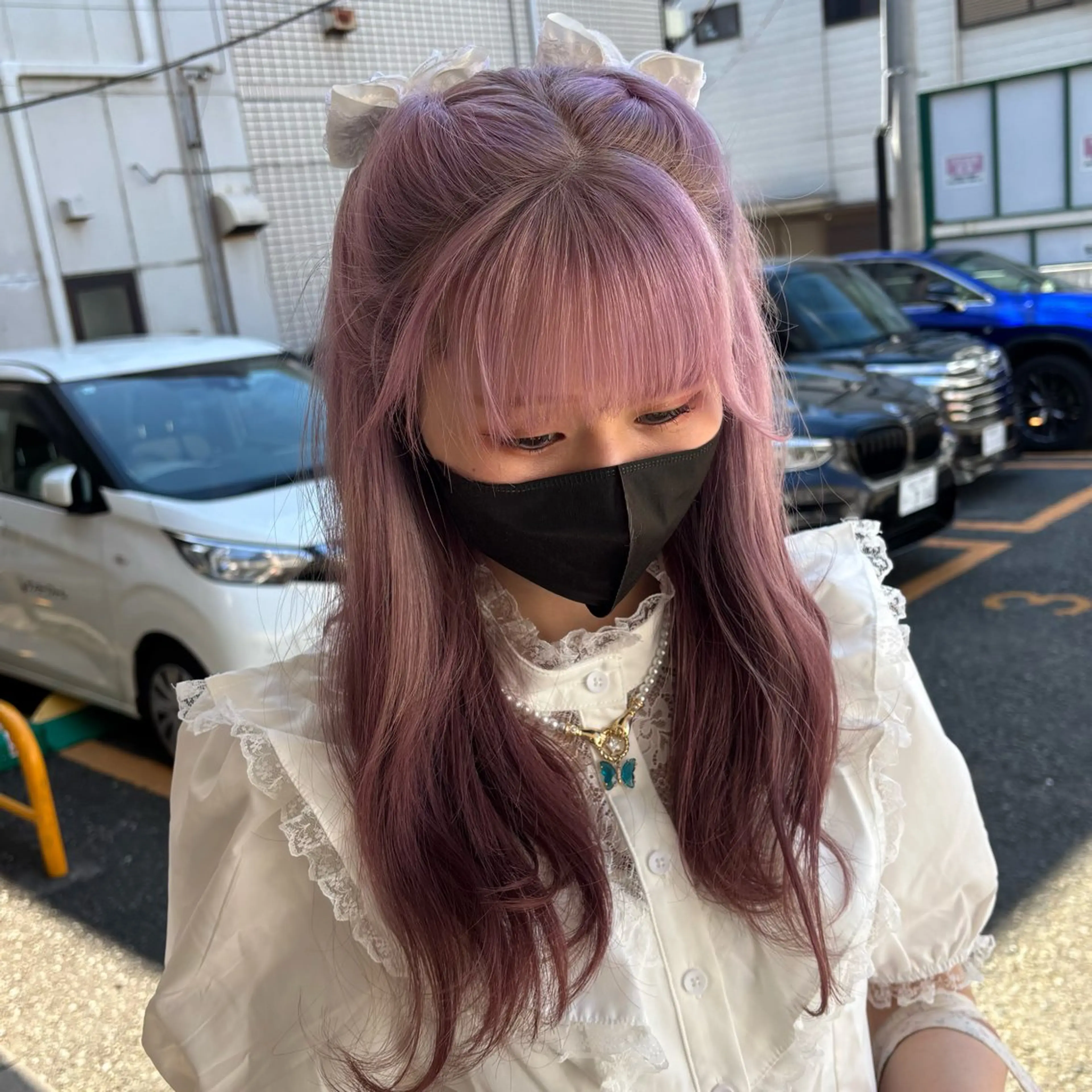 ロング ヘアカラー 🖤🎀ハイトーン/ エク/夕月🎀🖤のヘアスタイル