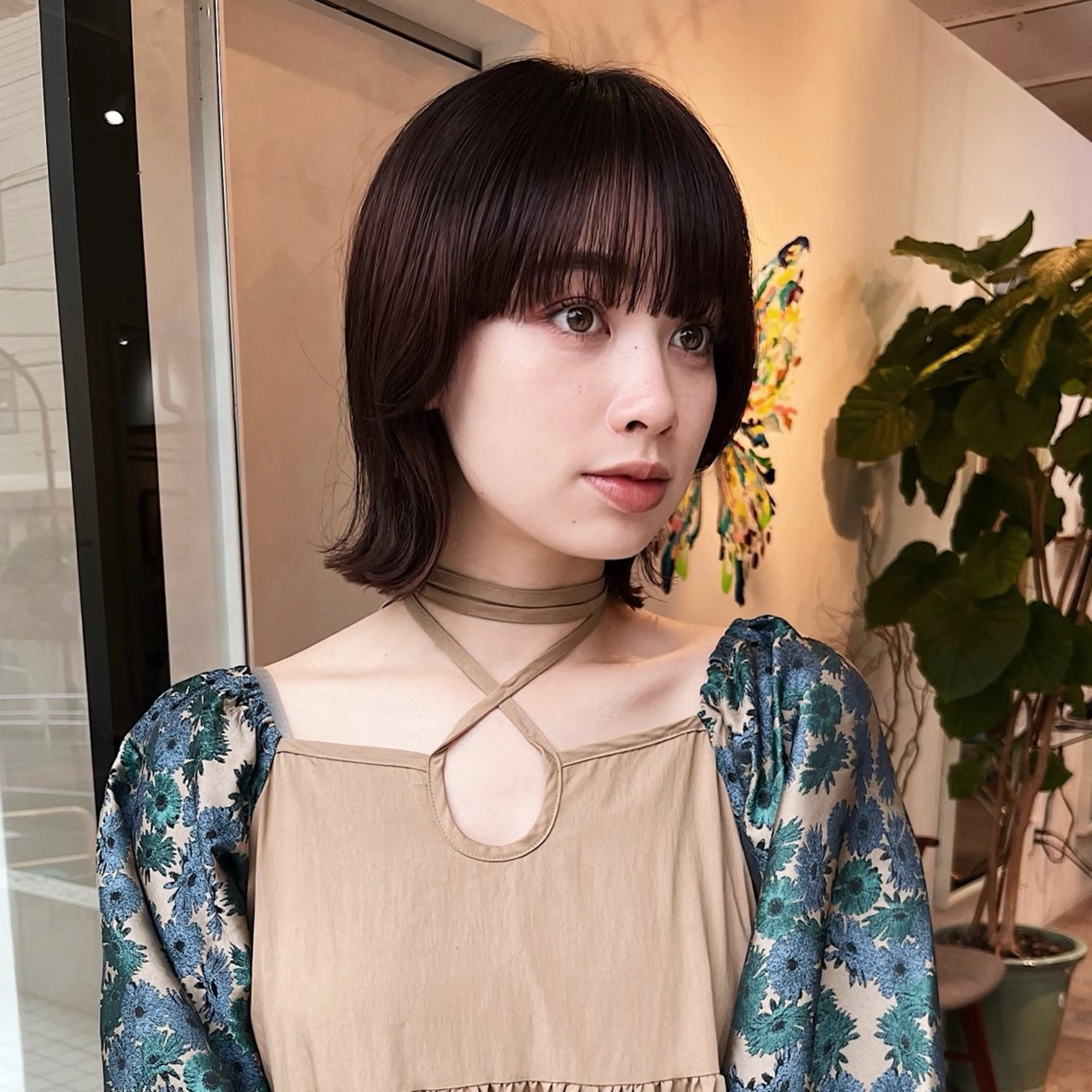 ミディアム カラー ヘアアレンジ ボルドーカラー レッドカラー ボブ 外ハネヘア GREENmiddle所属・【メンズ大歓迎】 代官山 大和仁菜のヘアスタイル