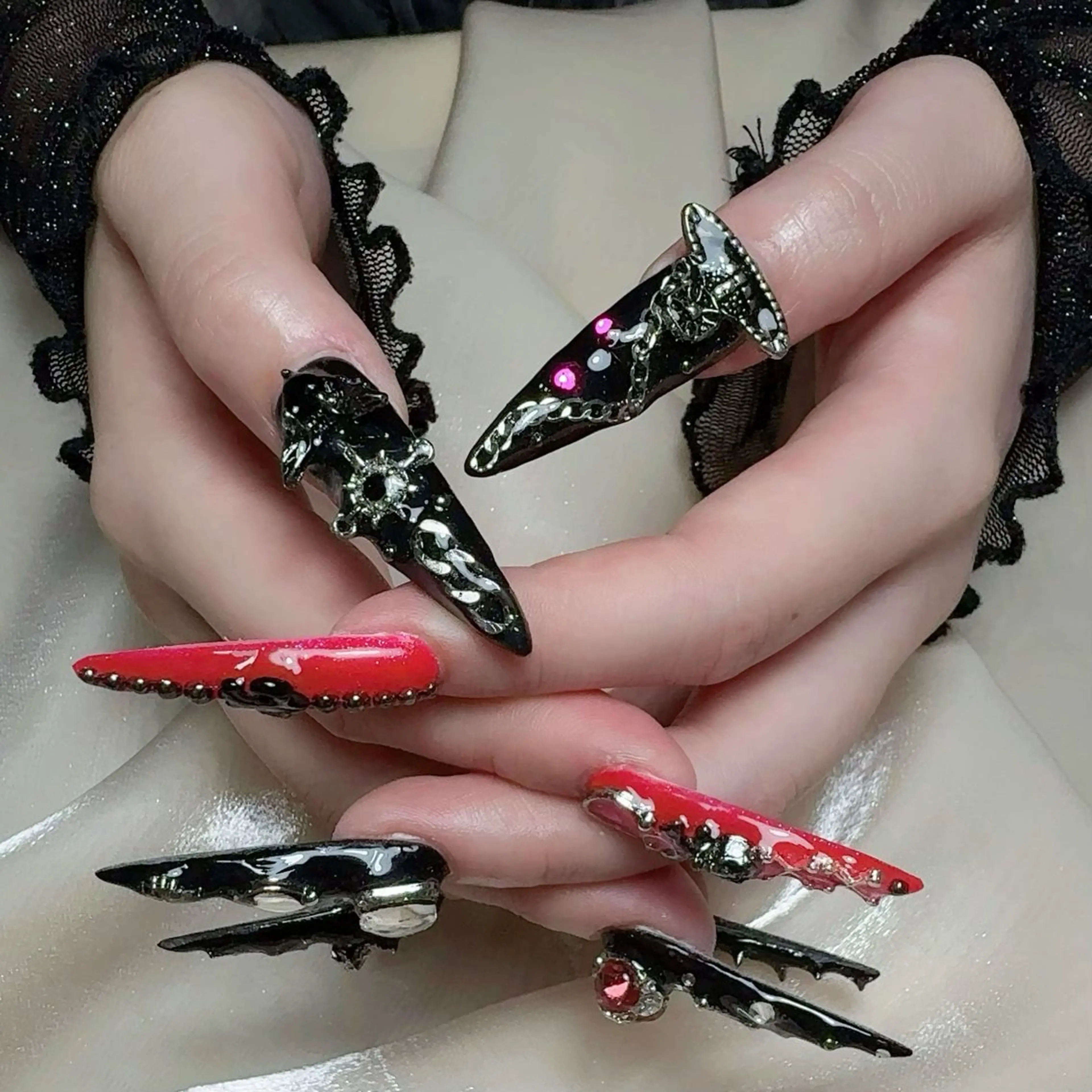 メンズ ネイル メンズ韓国風 アートネイル オーロラネイル ガーリー キラキラネイル ハンドネイル Nail salon 木にいるのネイルデザイン