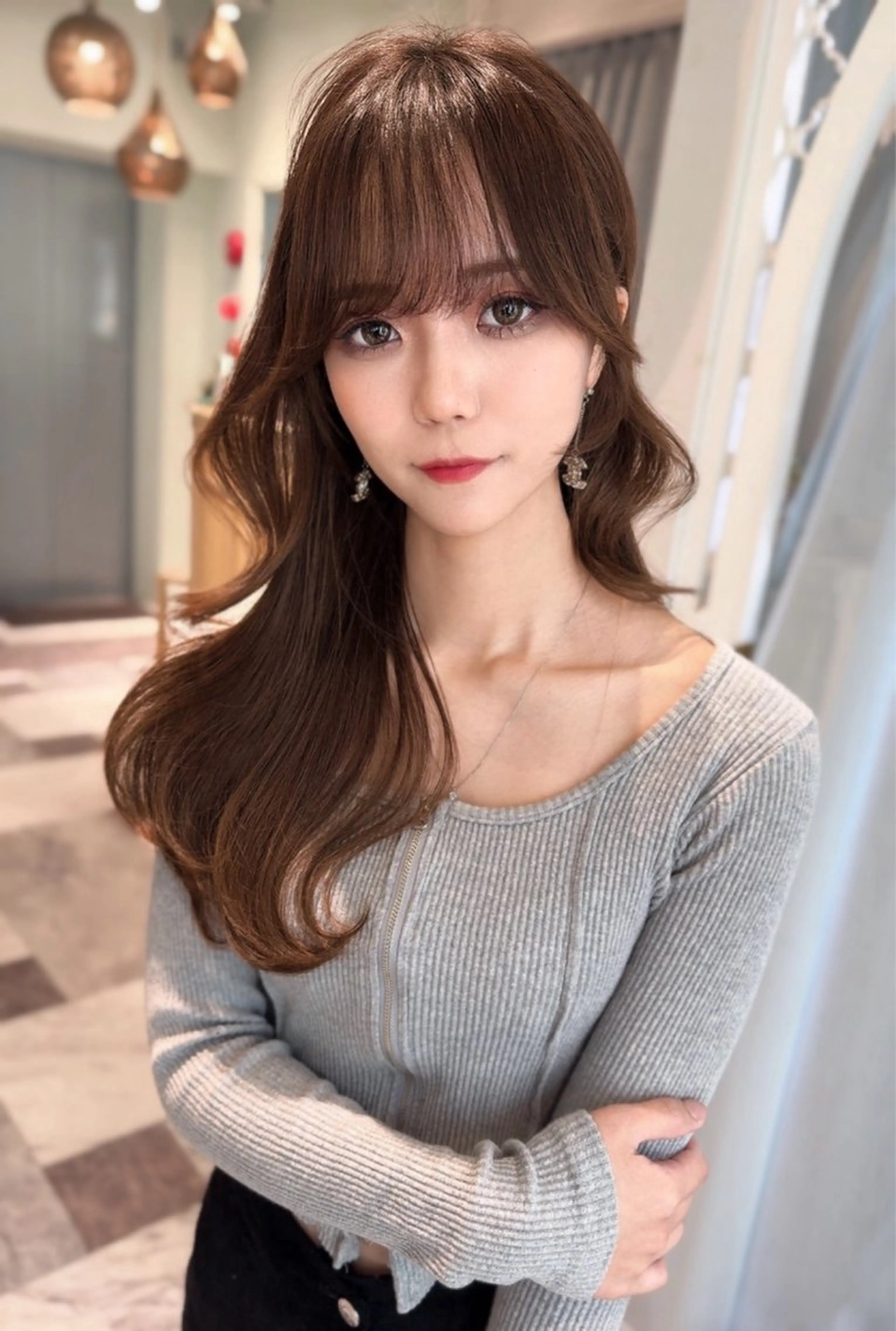 セミロング カラー ベージュカラー 黒髪 ブリーチ ブルーカラー ブルーブラック カット ヘアカラー トリートメント 木屋元一/透明感 /レイヤー/顔まわりのヘアスタイル