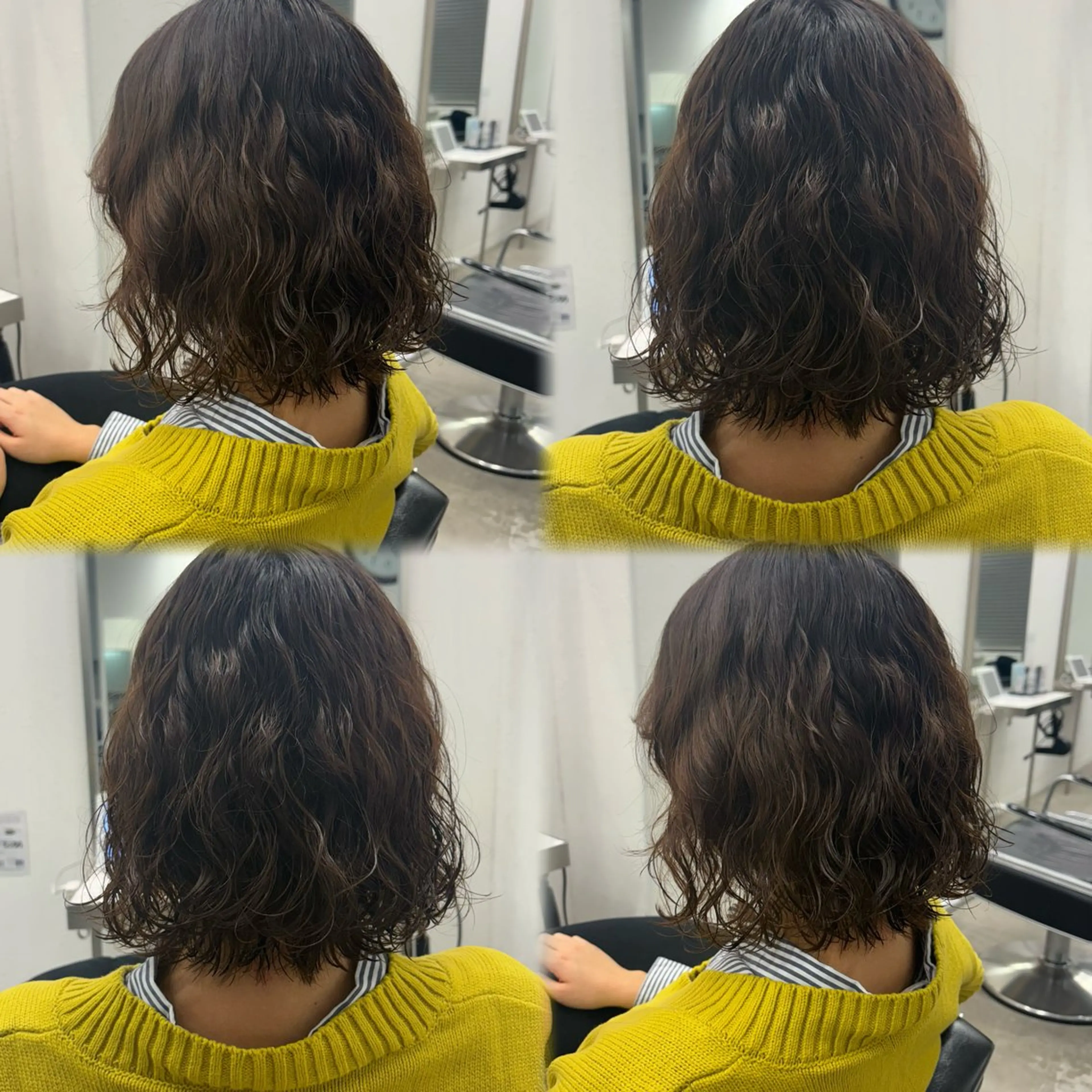 ミディアム パーマ 髪質改善/縮毛矯正/ 暖色カラー🎀🪞のヘアスタイル