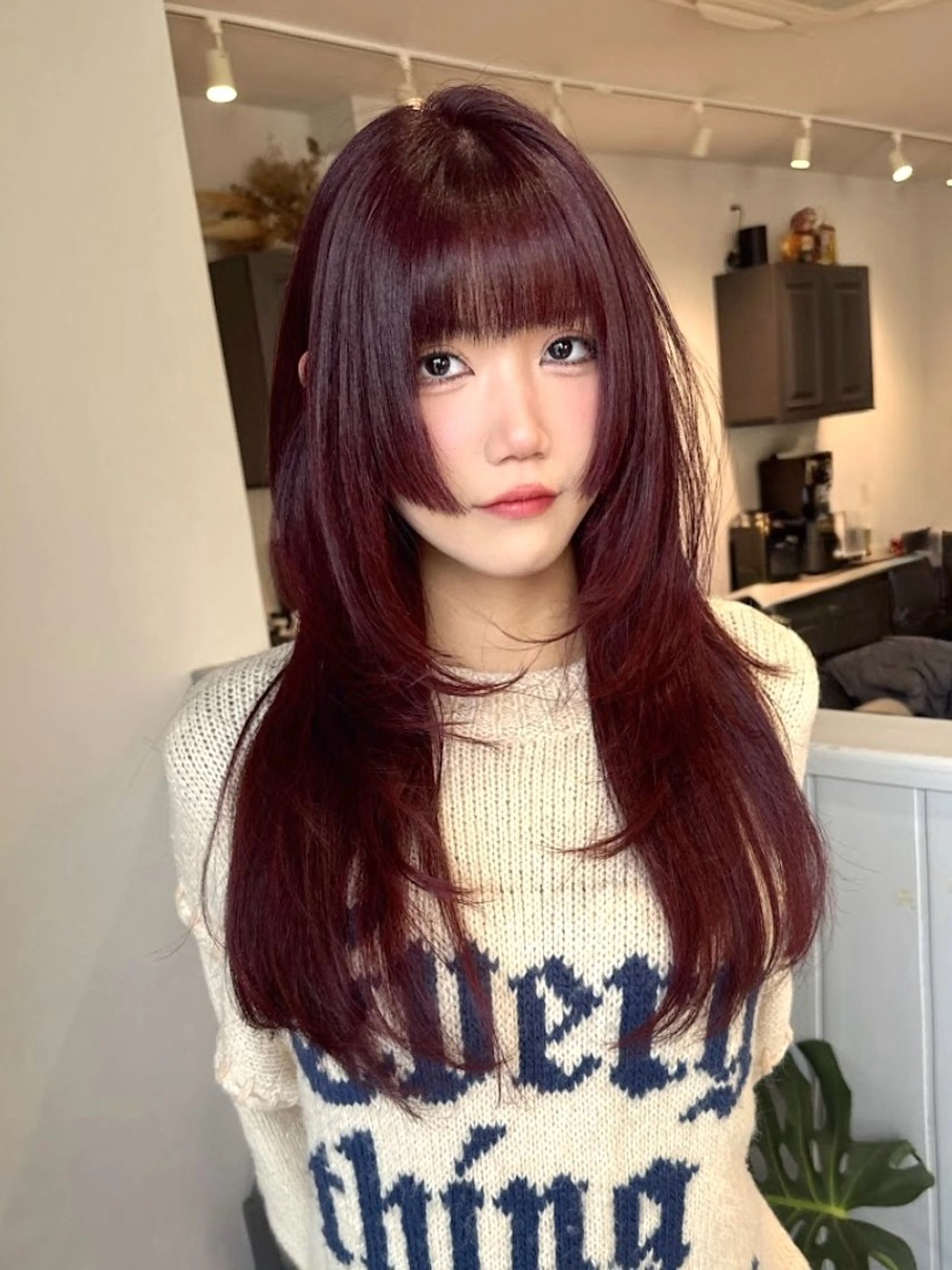 ロング カラー ロングレイヤー 姫カット 韓国風ヘア レイヤーカット ロング カット ヘアカラー トリートメント .ico所属・宮城 ほのかのヘアスタイル