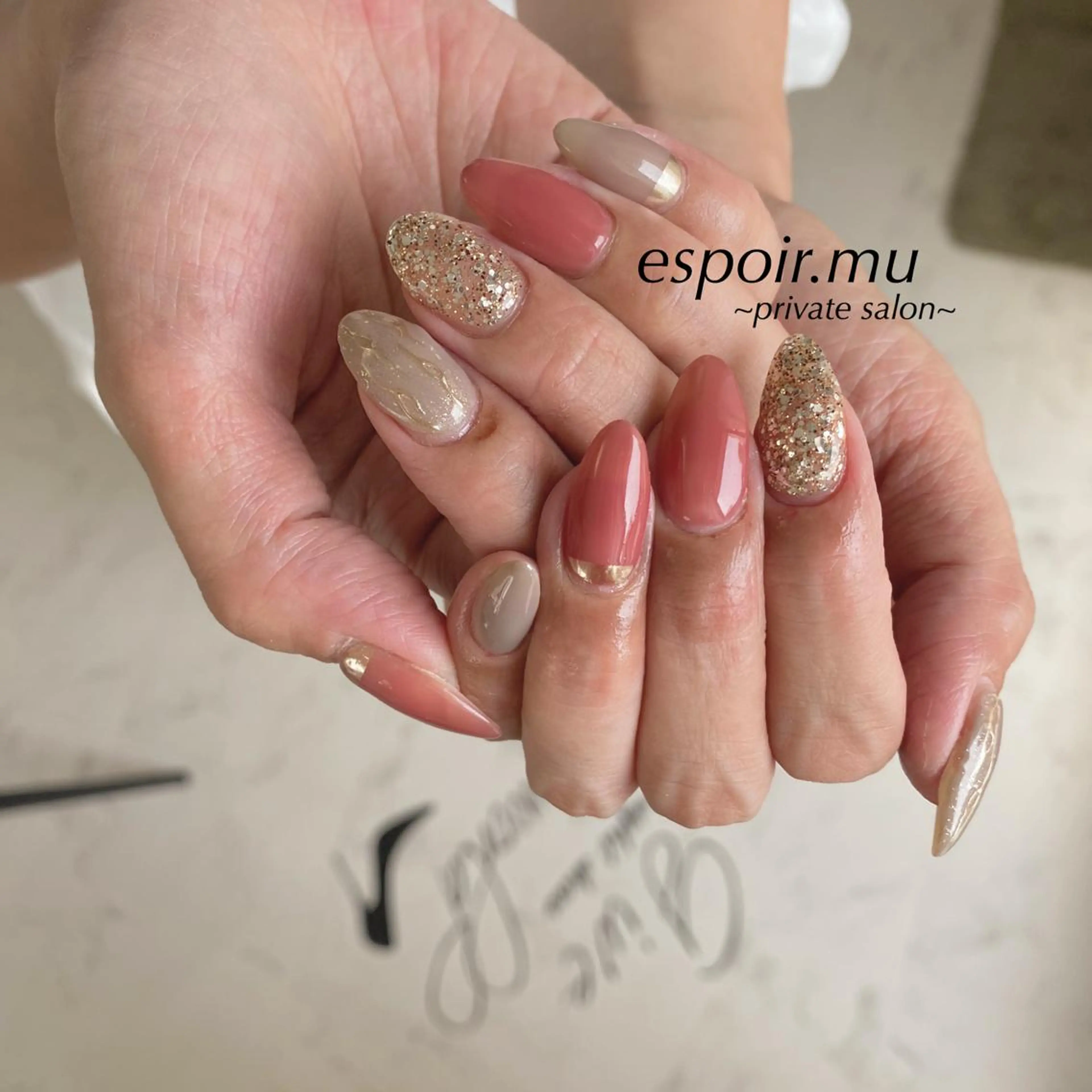 ロング ネイル espoir. muのネイルデザイン