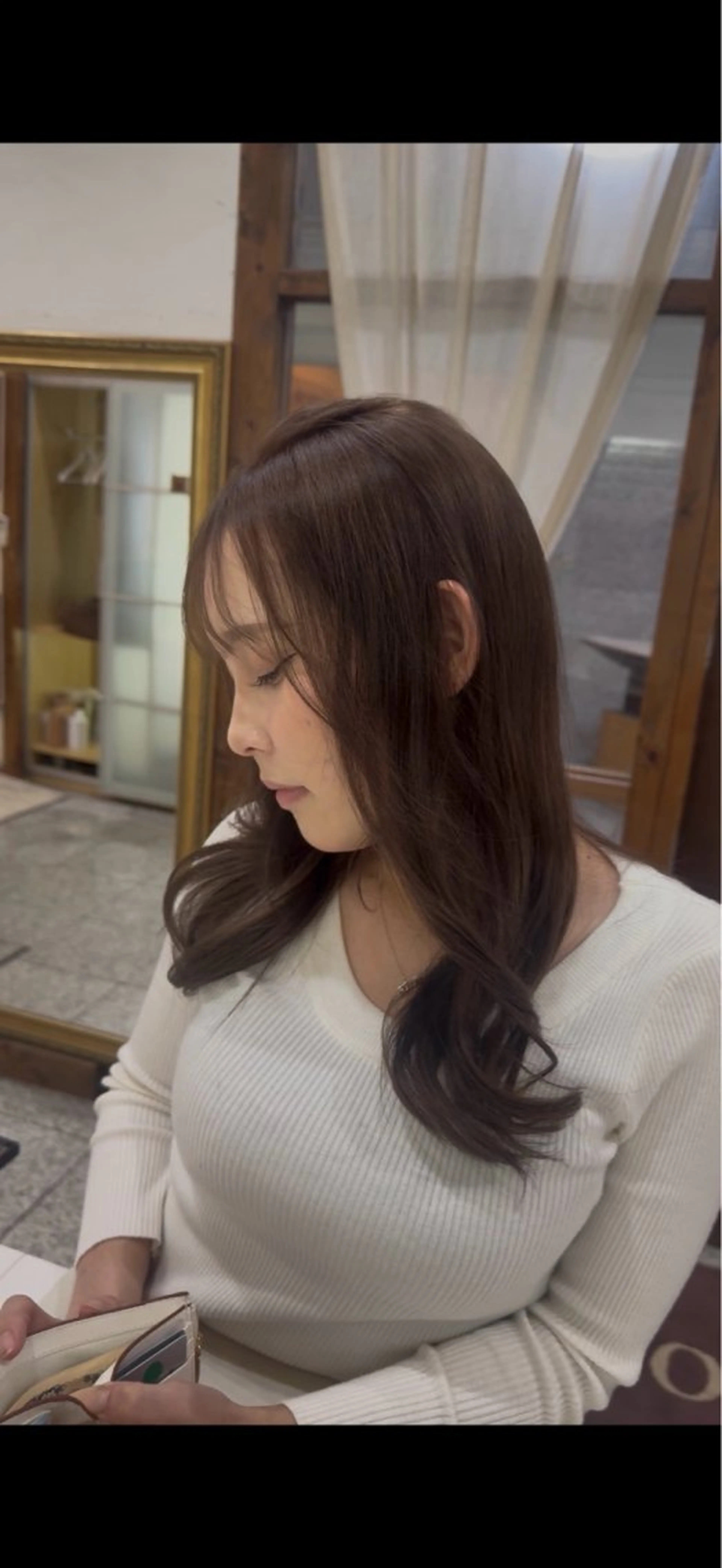 ロング カラー ブラウンカラー 透明感カラー ヘアカラー トリートメント 長井 歓菜のヘアスタイル