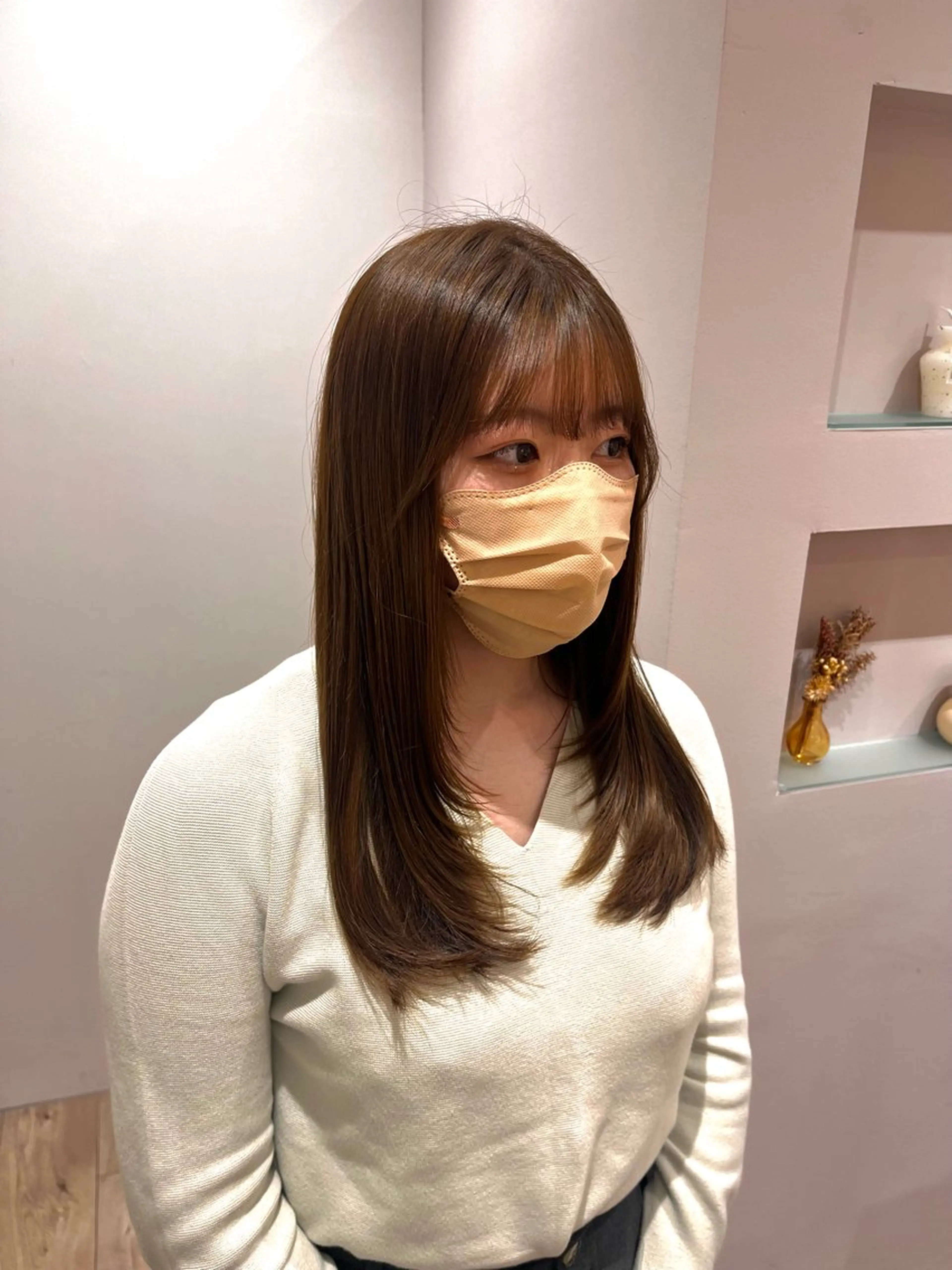 ロング 顔まわりレイヤー 顔周りカット レイヤーカット Rosierbleu 道正のヘアスタイル