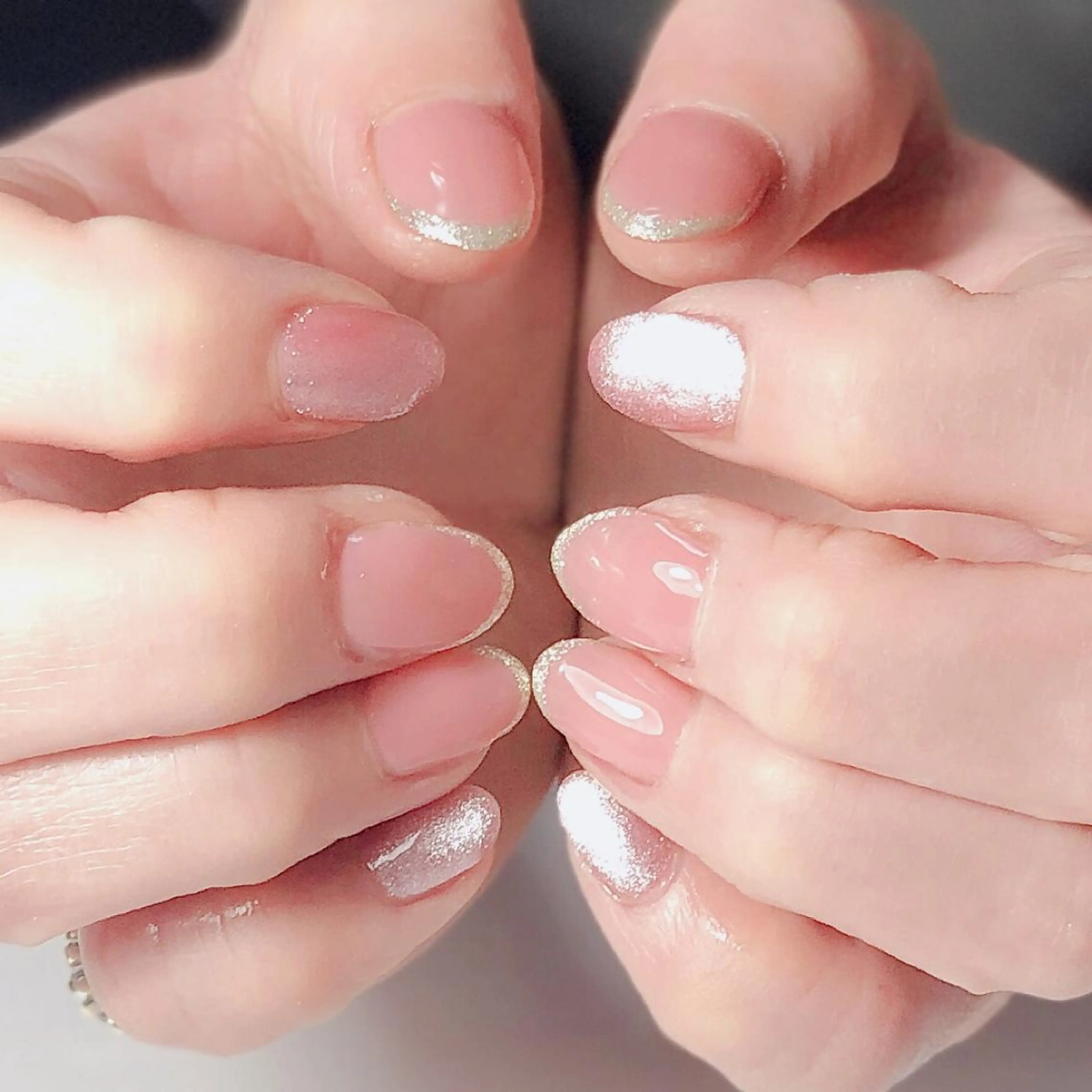 ネイル アートネイル フレンチネイル ジェルネイル ラメ(グリッター) マグネットネイル 辻野 和枝のネイルデザイン