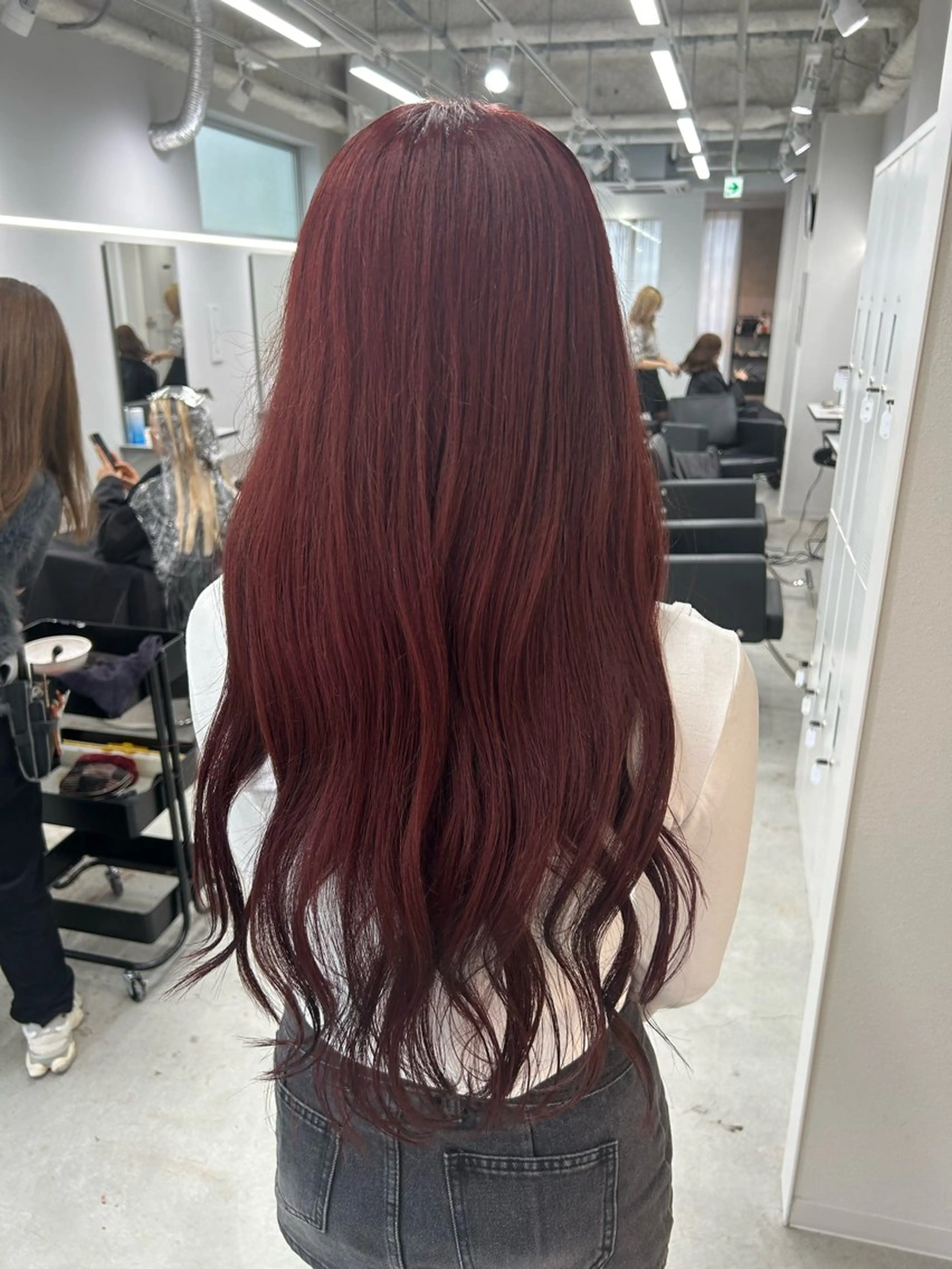 ロング カラー レッドカラー ヘアカラー トリートメント Gisel みらののヘアスタイル