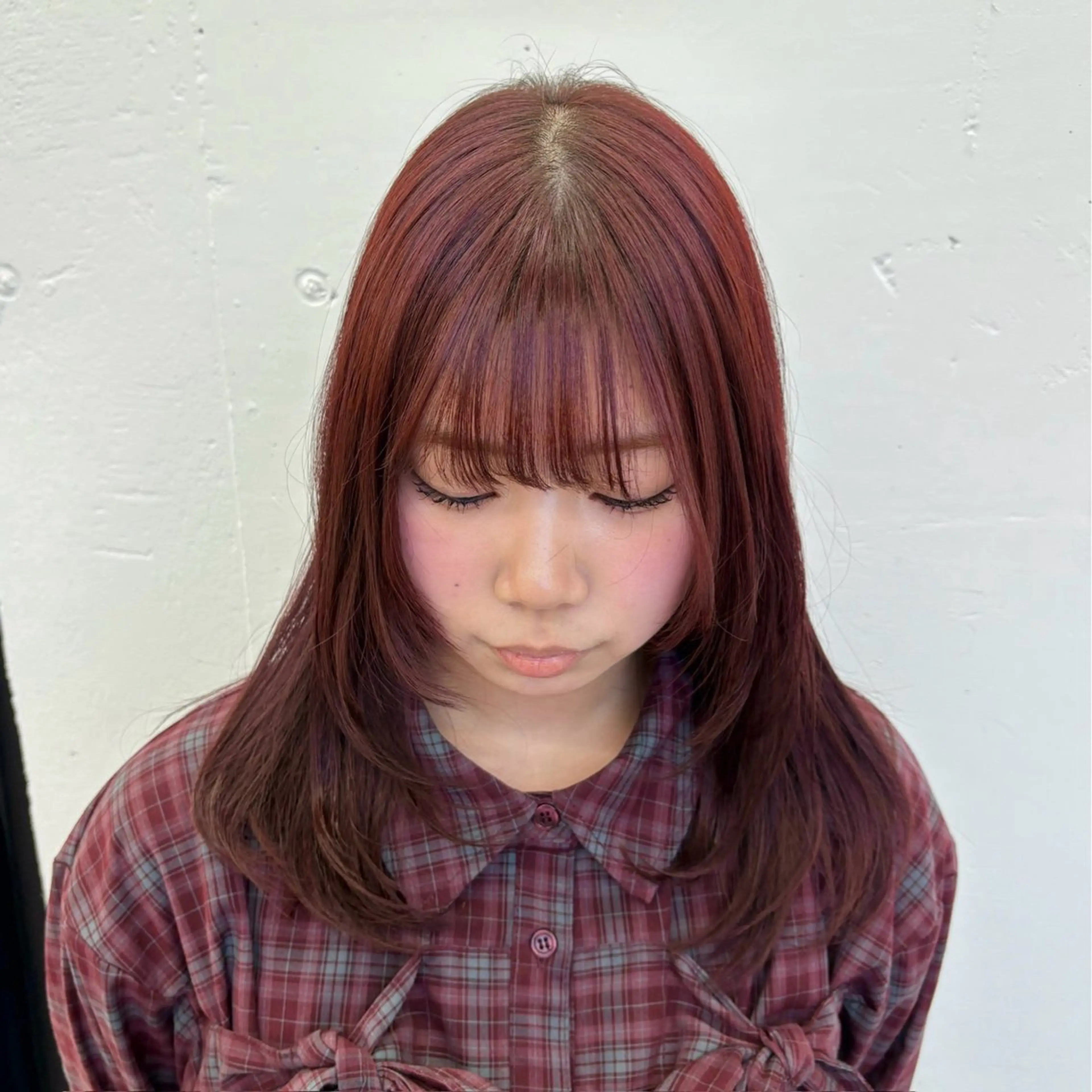 セミロング カラー ブラウンカラー レッドカラー レッドブラウン レイヤーカット カット ヘアカラー トリートメント ❣️星野のあ❣️ 優しいダブルブリーチのヘアスタイル