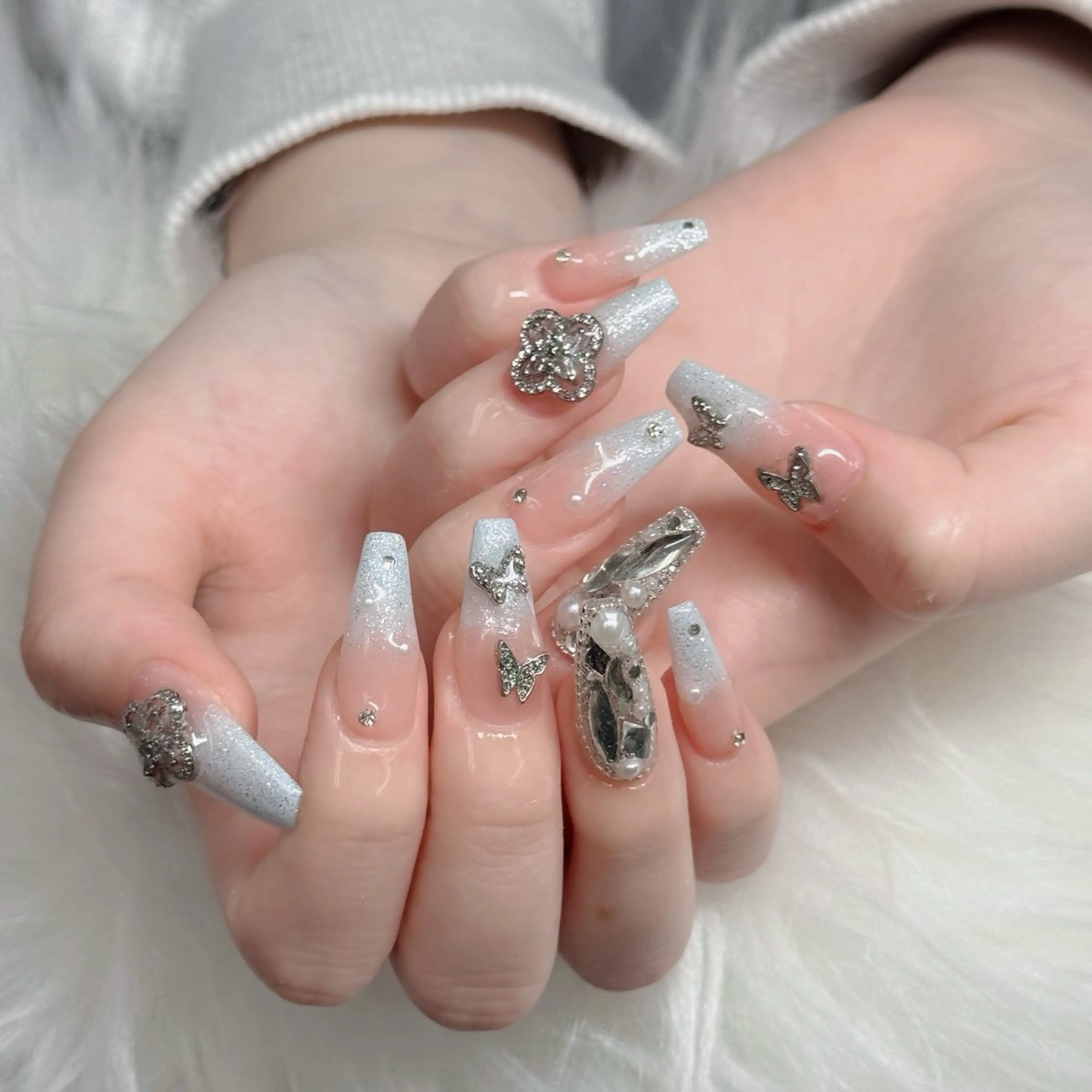 ネイル フットネイル フレンチネイル グラデーション 韓国ネイル ロングネイル ハンドネイル Hani Nail Salonのネイルデザイン