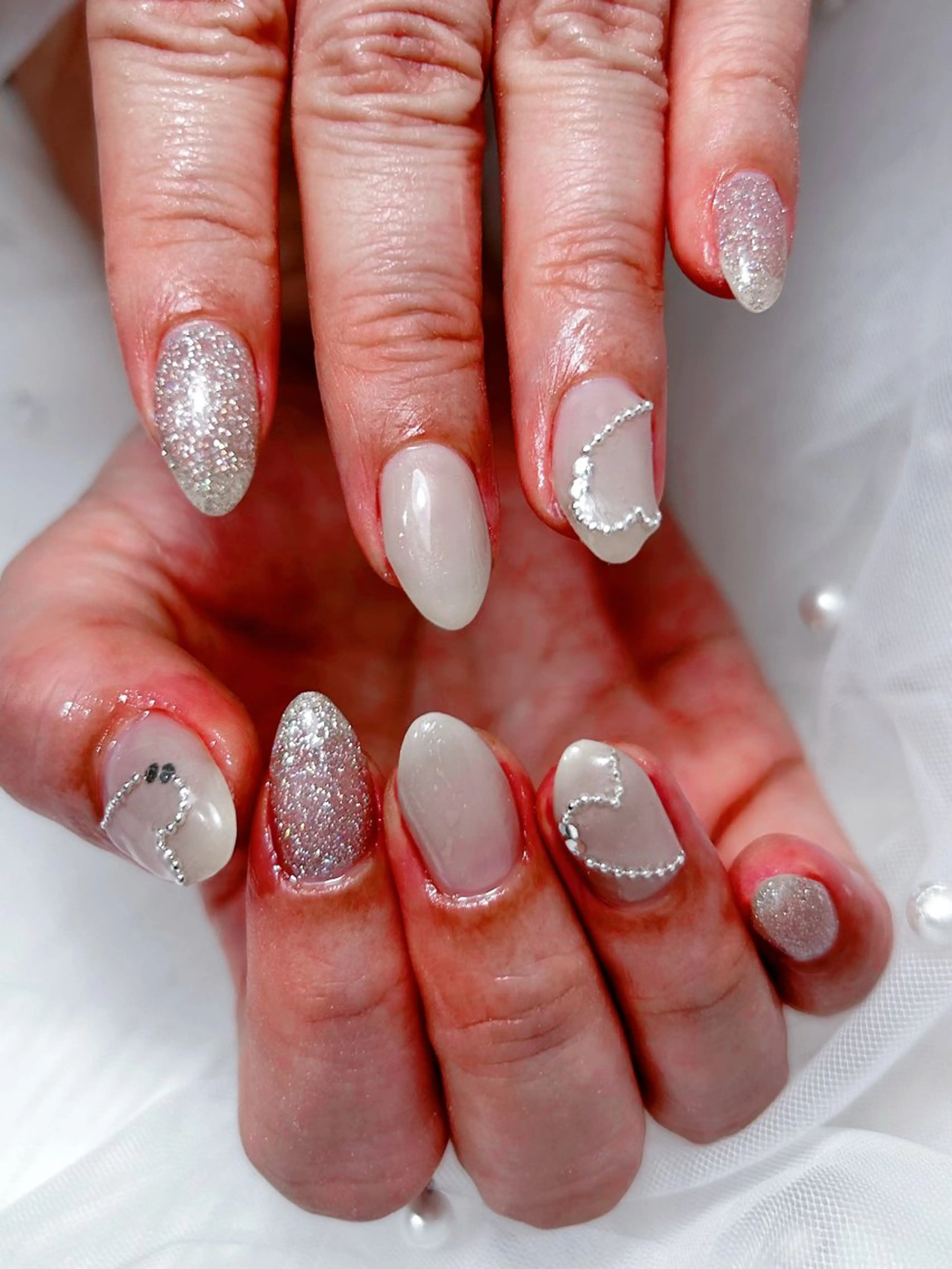 ネイル アートネイル 桜ネイル フレンチネイル ガラスフレンチ グラデーション ミナ🌈 Laule'aのネイルデザイン
