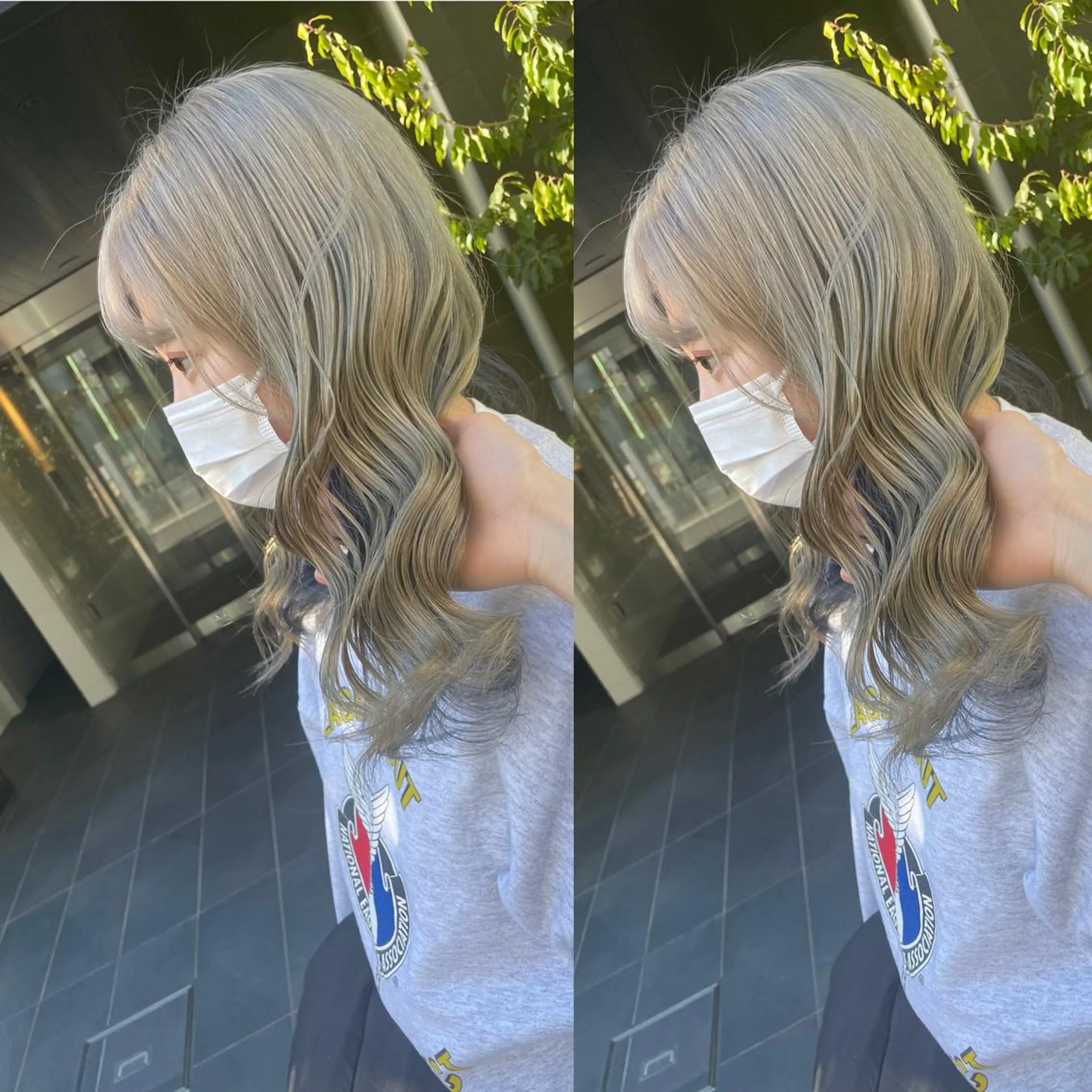 ミディアム カラー ヒカ/外国人風 デザインカラーのヘアスタイル