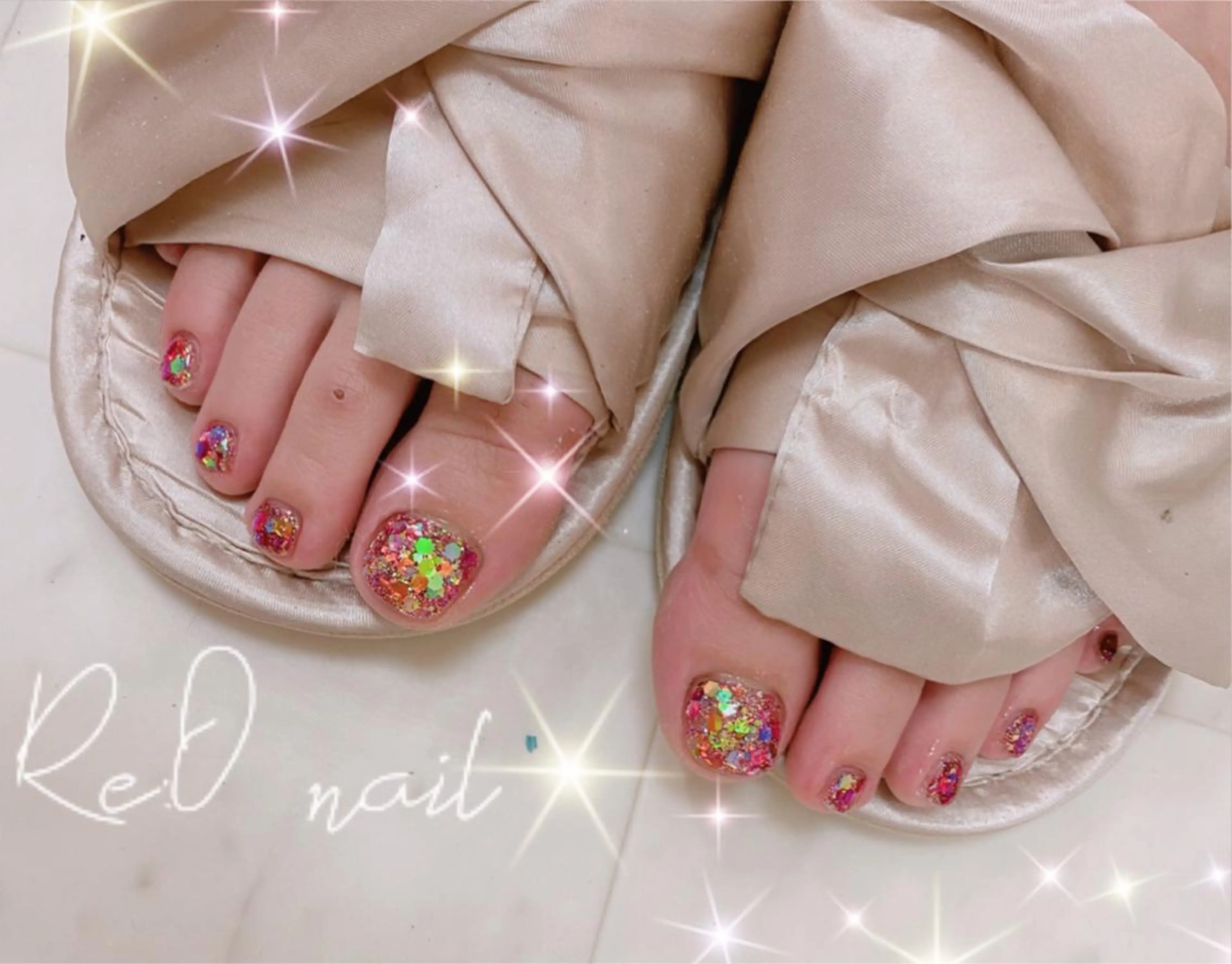 ネイル ラメ(グリッター) フットネイル Re:Ø nail 🩵TSUJIのネイルデザイン