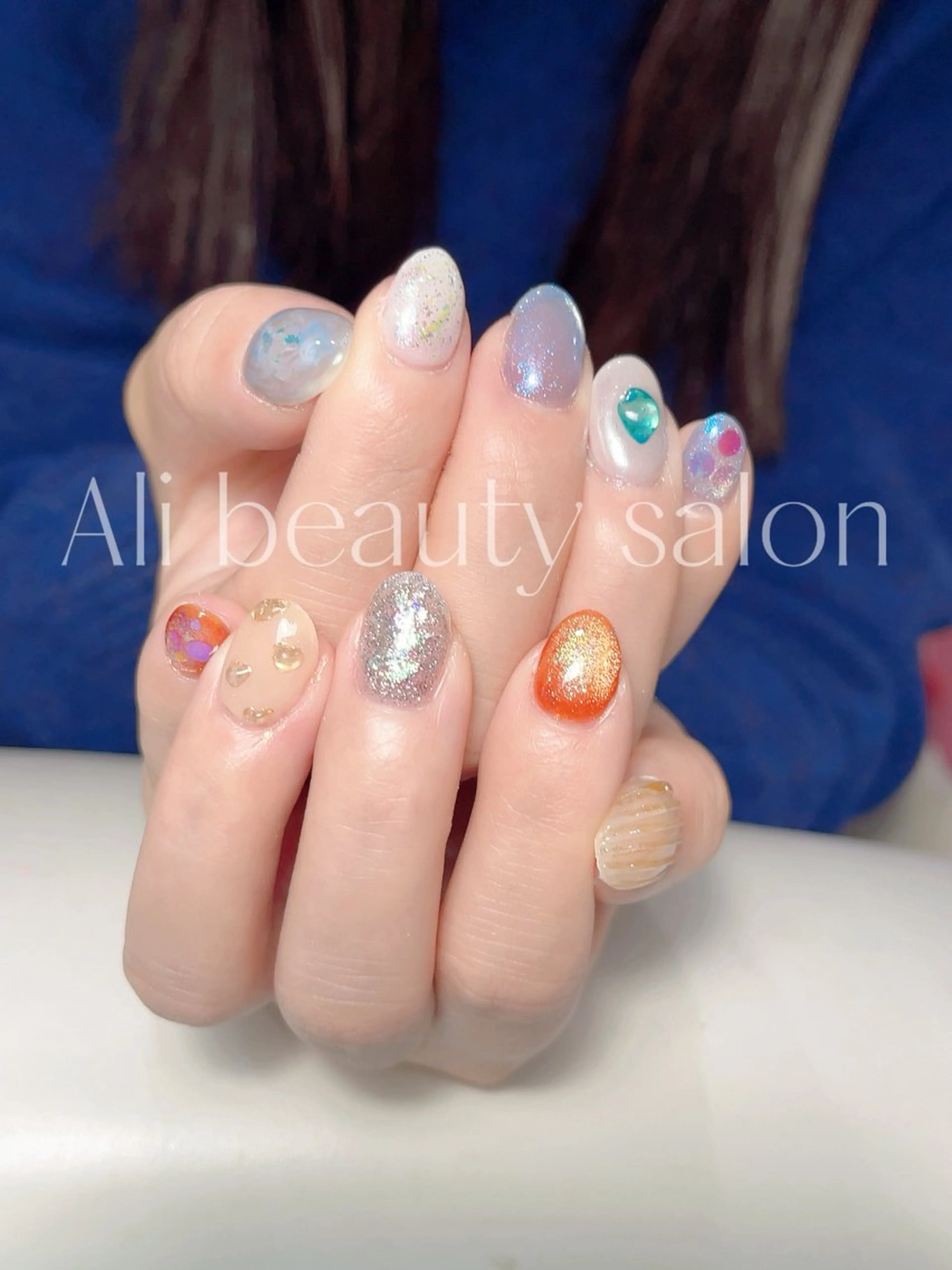ネイル アートネイル マグネットネイル 大理石ネイル(マーブル) 持ち込み ハンドネイル Ali 新小岩 ネイル専門のネイルデザイン
