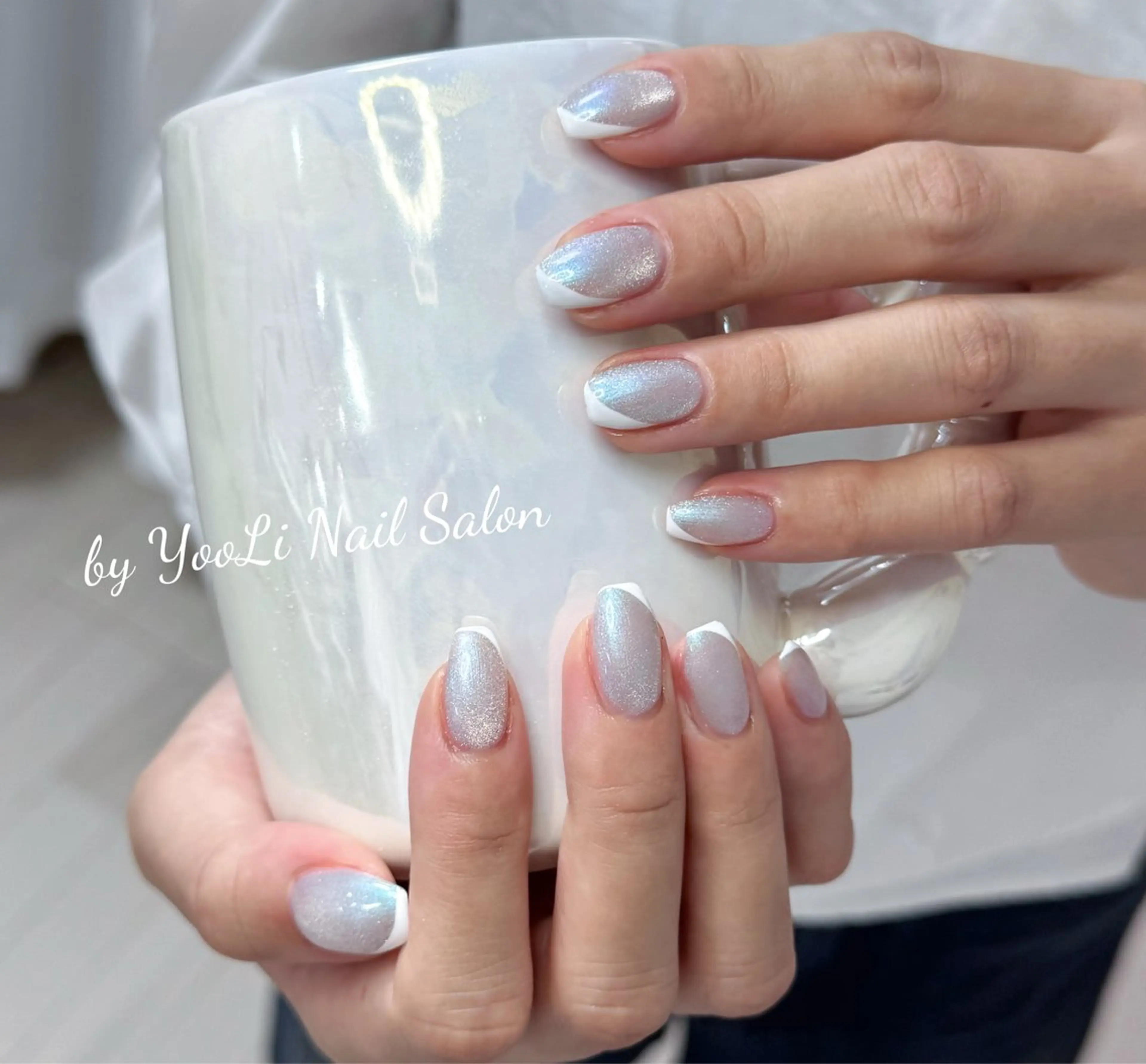 ネイル アートネイル オーロラネイル チークネイル フレンチネイル ガラスフレンチ ハンドネイル 🎀🎀YooLi Nail Salonのネイルデザイン