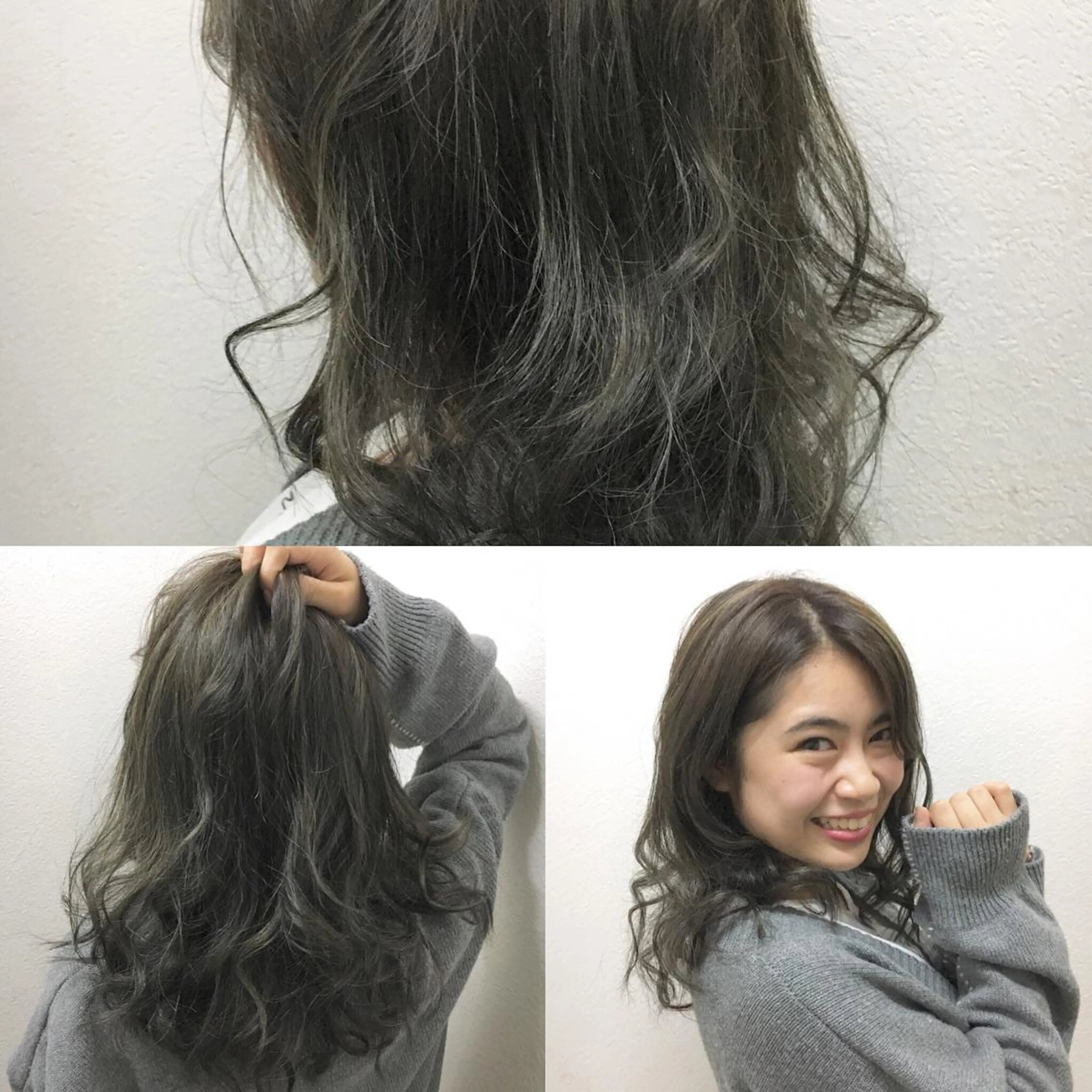 ミディアム カラー グレージュ ハイライトカラー ハイライト JIL BLAN 京都のヘアスタイル