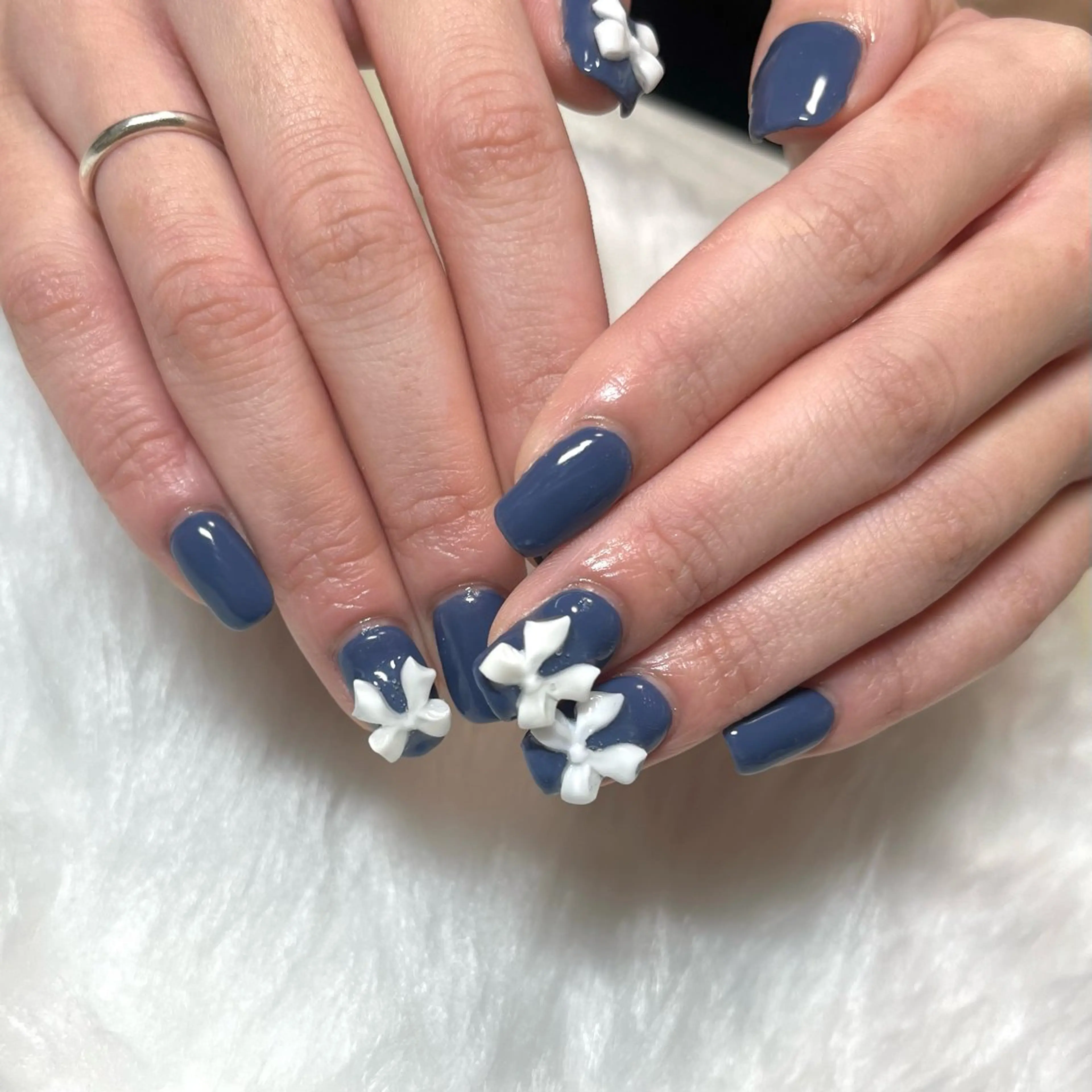 ネイル 持ち込み リボン ハンドネイル nail salon orchidのネイルデザイン