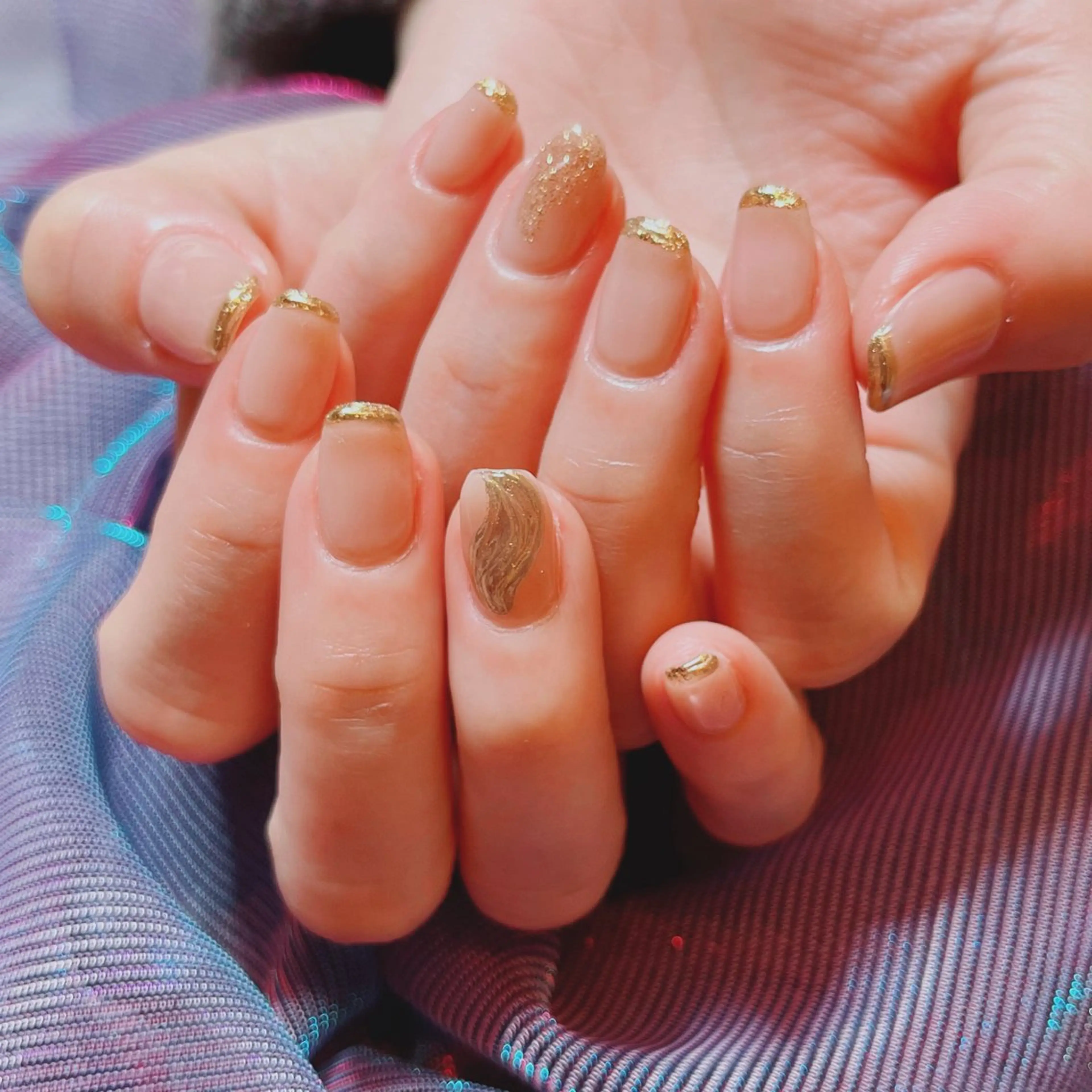 ネイル フレンチネイル キラキラネイル オフィスネイル ハンドネイル ruirui.naildesign所属・RUI ☆のネイルデザイン