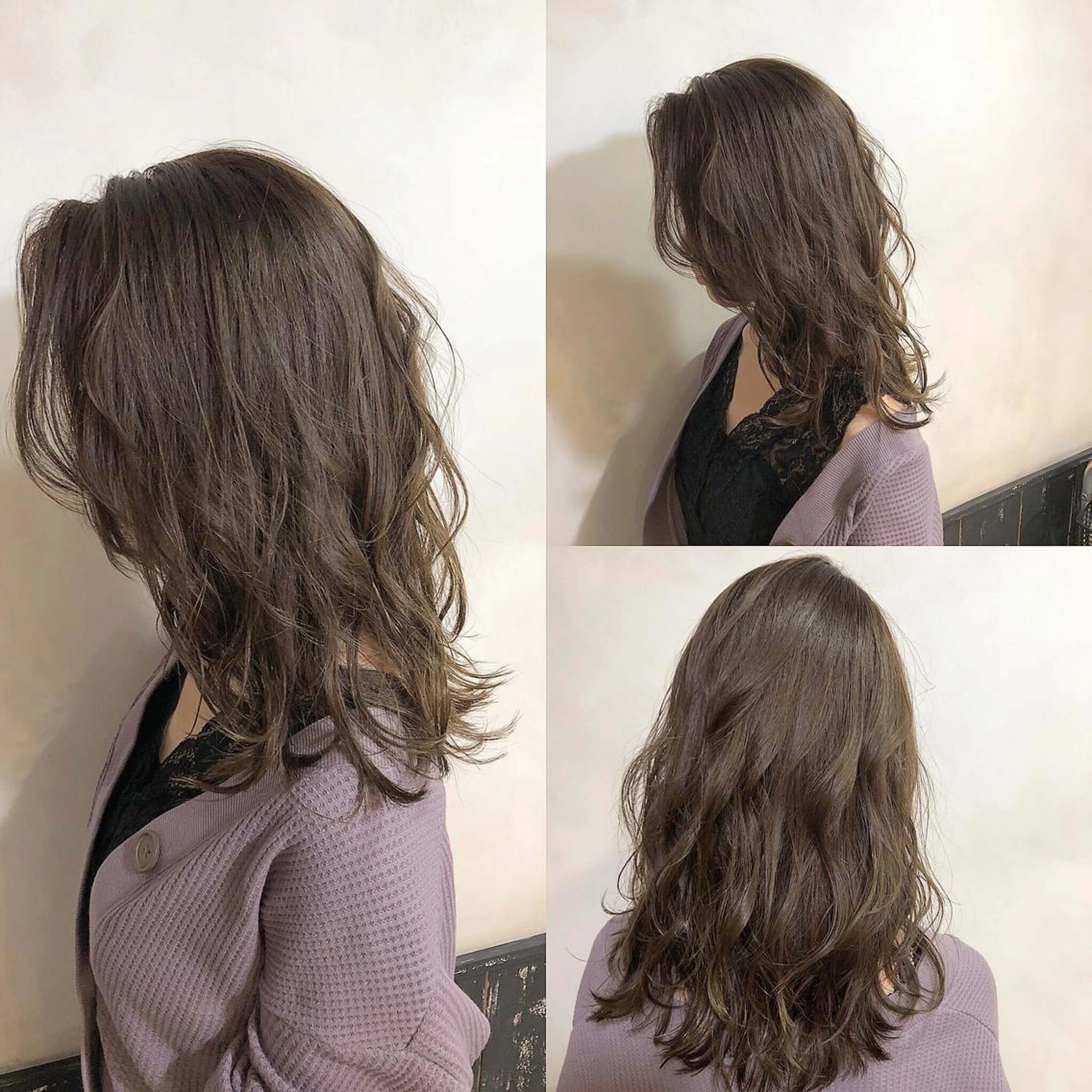 セミロング カラー ヘアアレンジ キッズ グレージュ ハイライトカラー ラベンダーカラー ラベンダーグレージュ ラベンダーグレー AUBE HAIRazul吉祥寺所属・綺麗な髪質にしたい方 限定🌈清水 祥のヘアスタイル