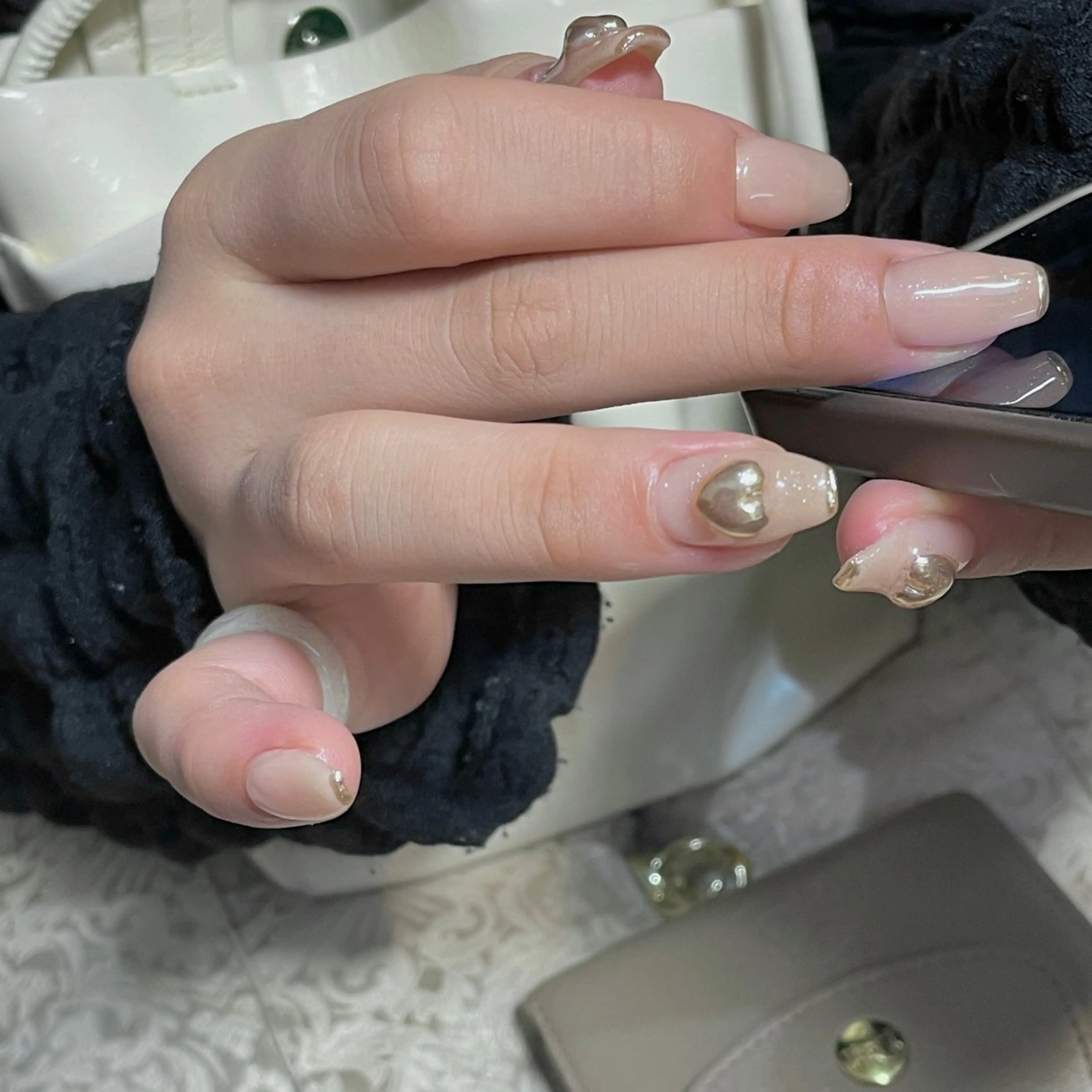 ネイル フレンチネイル ハート キラキラネイル ロングネイル ミラーネイル ハンドネイル acs.n所属・ネイル，耳つぼ 風間すみれのその他イメージ